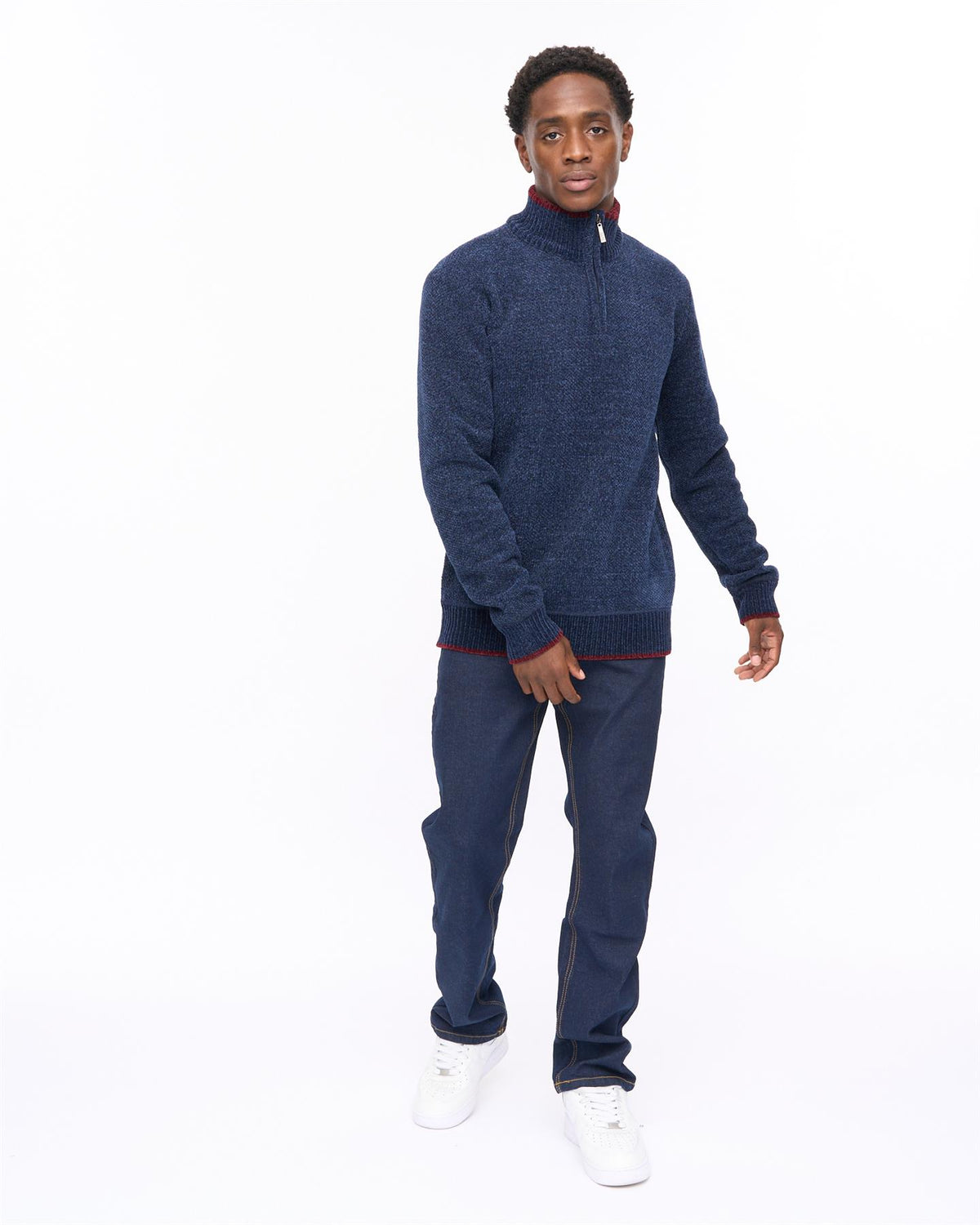 Hayton Funnel Neck 1/4 Zip Sweater Navy