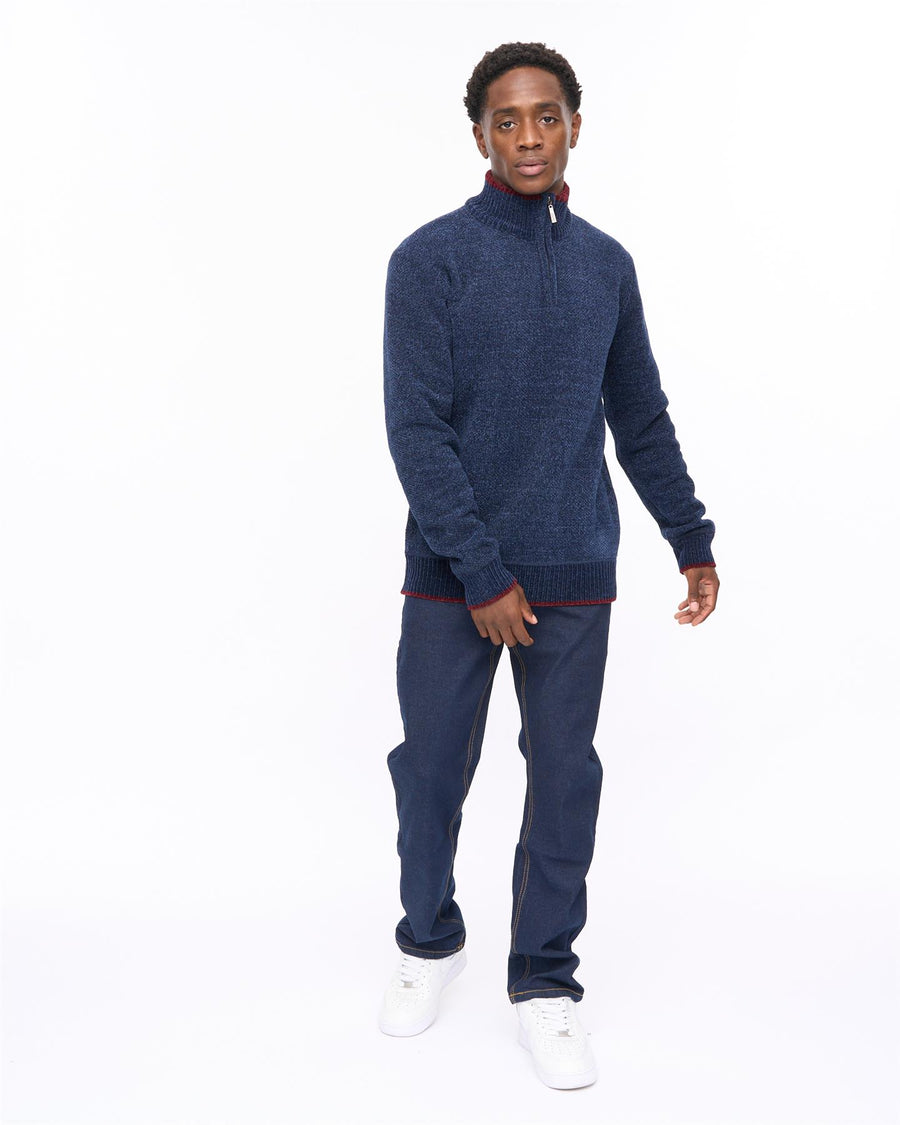 Hayton Funnel Neck 1/4 Zip Sweater Navy