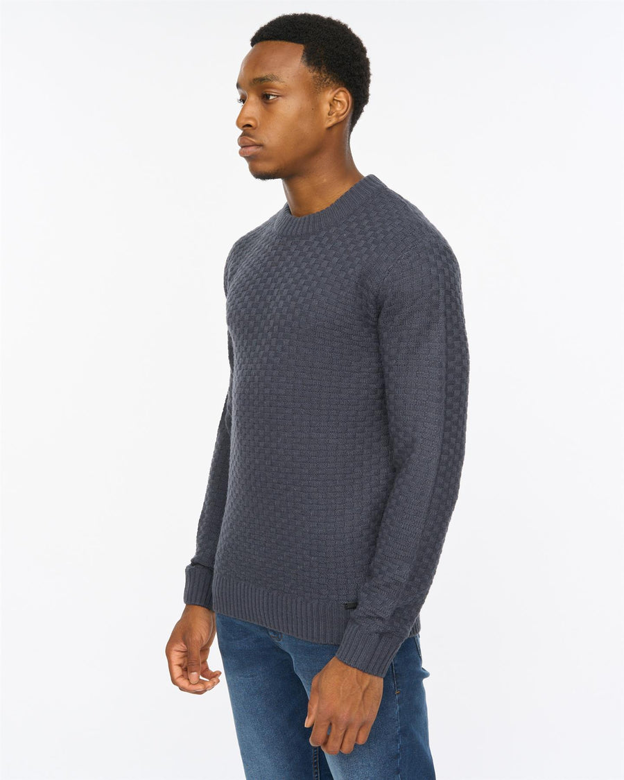 Mens Matera Textured Knit Navy