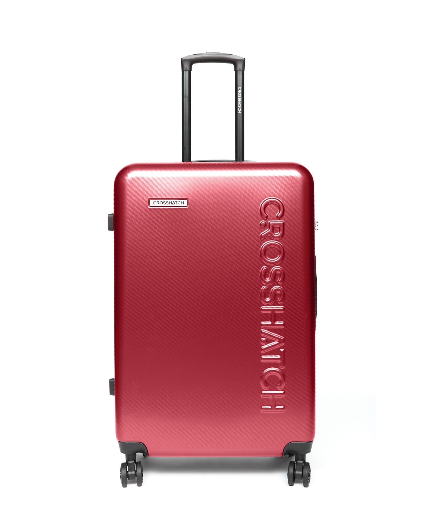 Mens Escapade Embossed Suitcase 3pk Dark Red