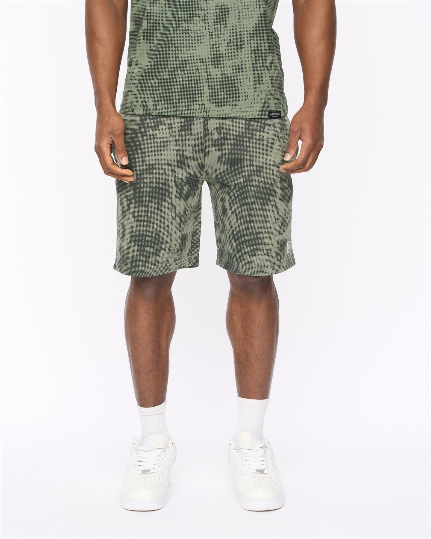 Mens Bardon Camo Jog Shorts Olive