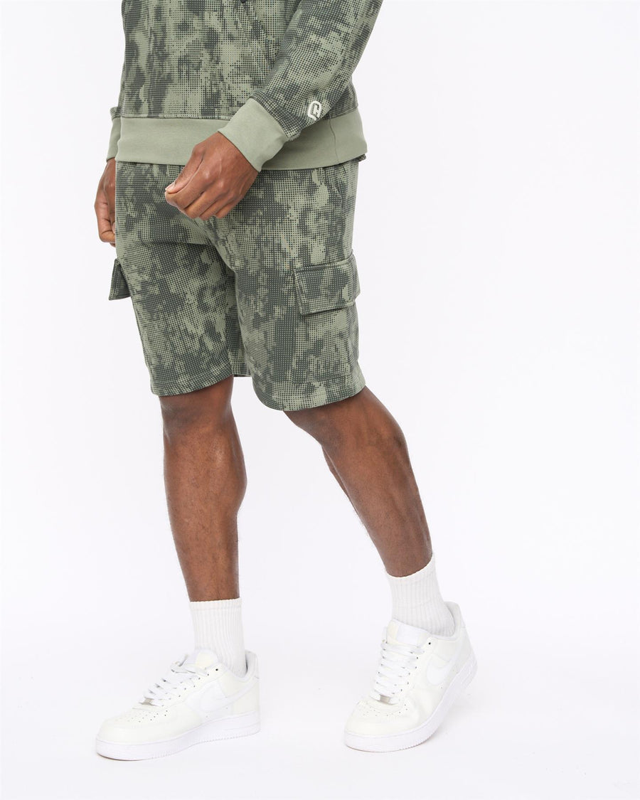 Mens Bardon Camo Cargo Shorts Olive