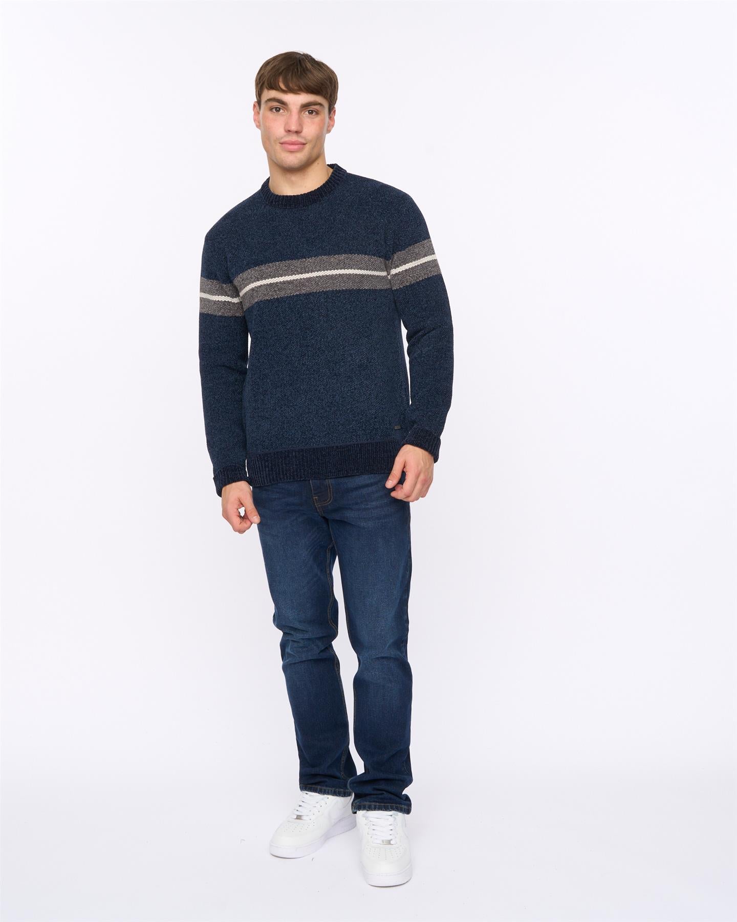 Mens Roundall Chenille Knit Navy