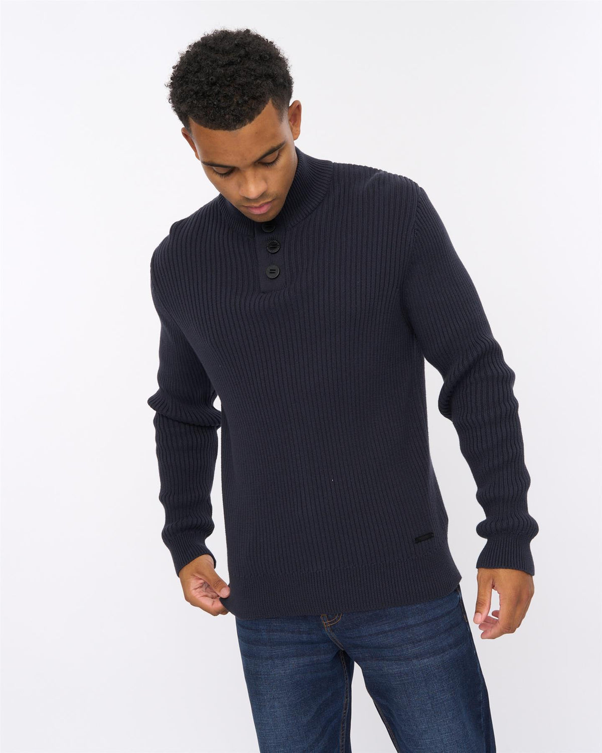 Mens Wellburys Chunky Knit Navy