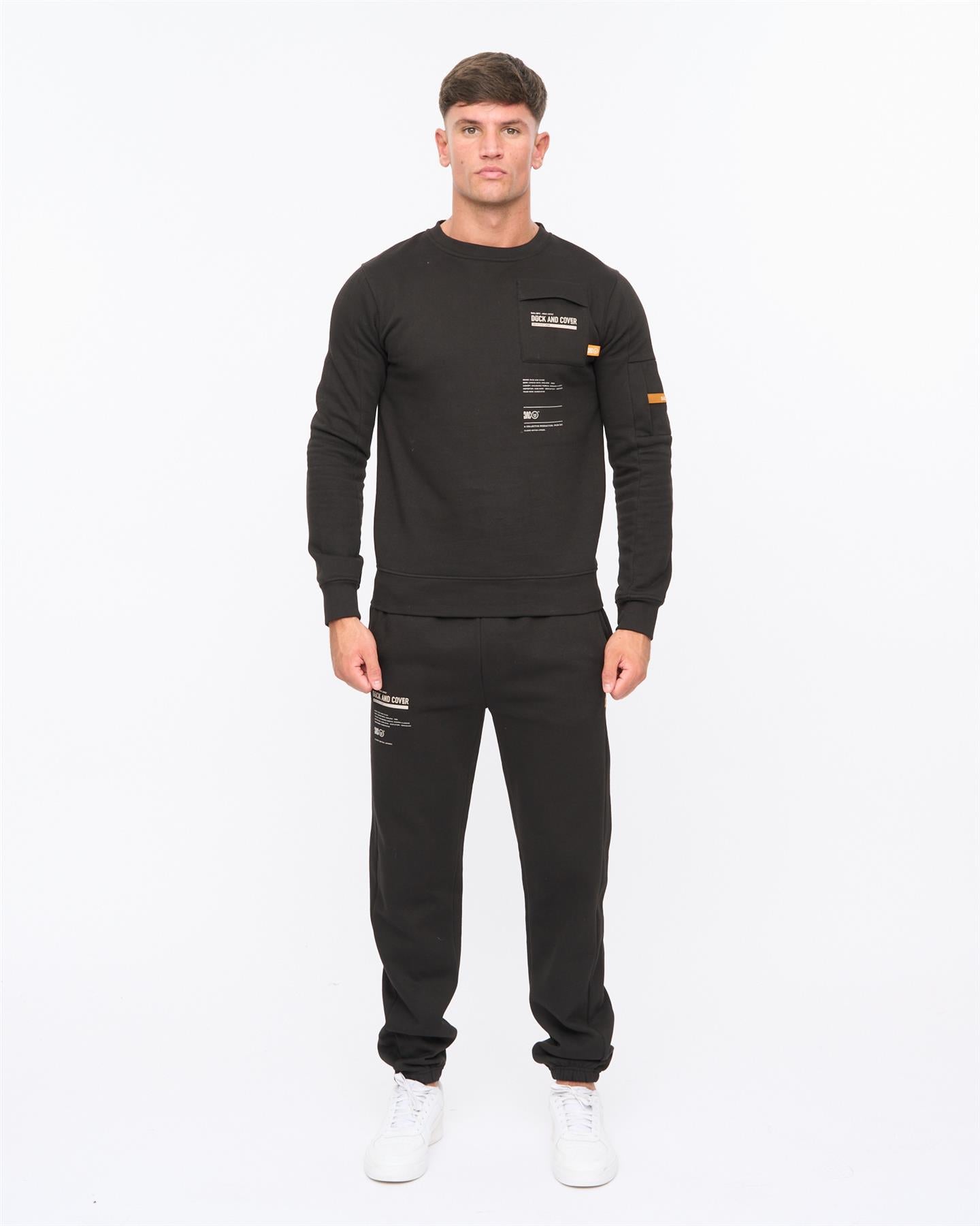 Mens Applewood Crew & Joggers Set Black