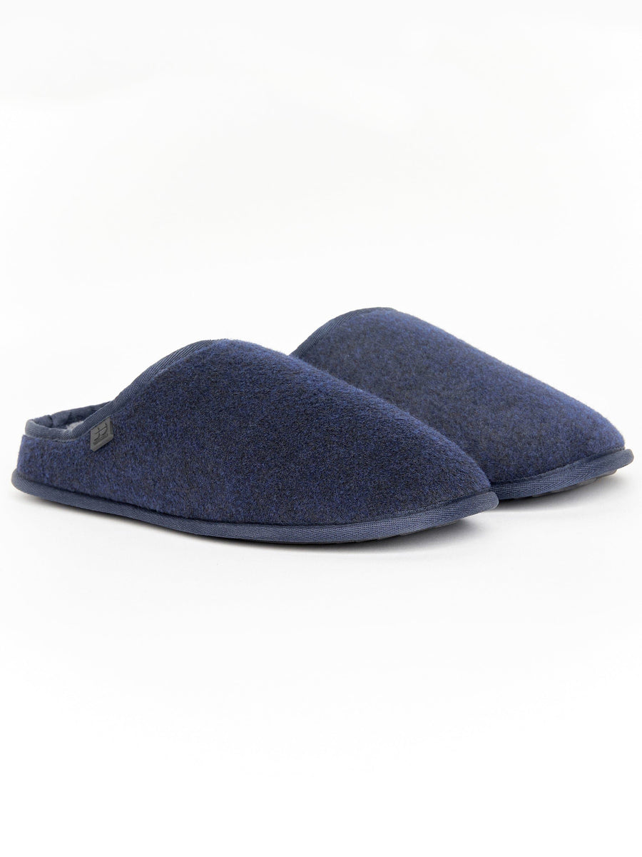 Mens Miyabi Fur Slipper Mule Navy