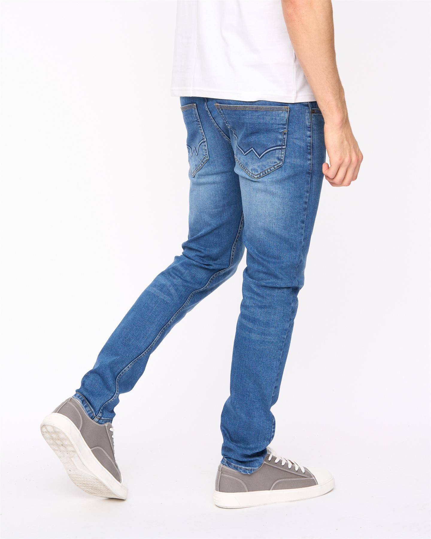 Mens Doves Slim Fit Jeans Mid Wash
