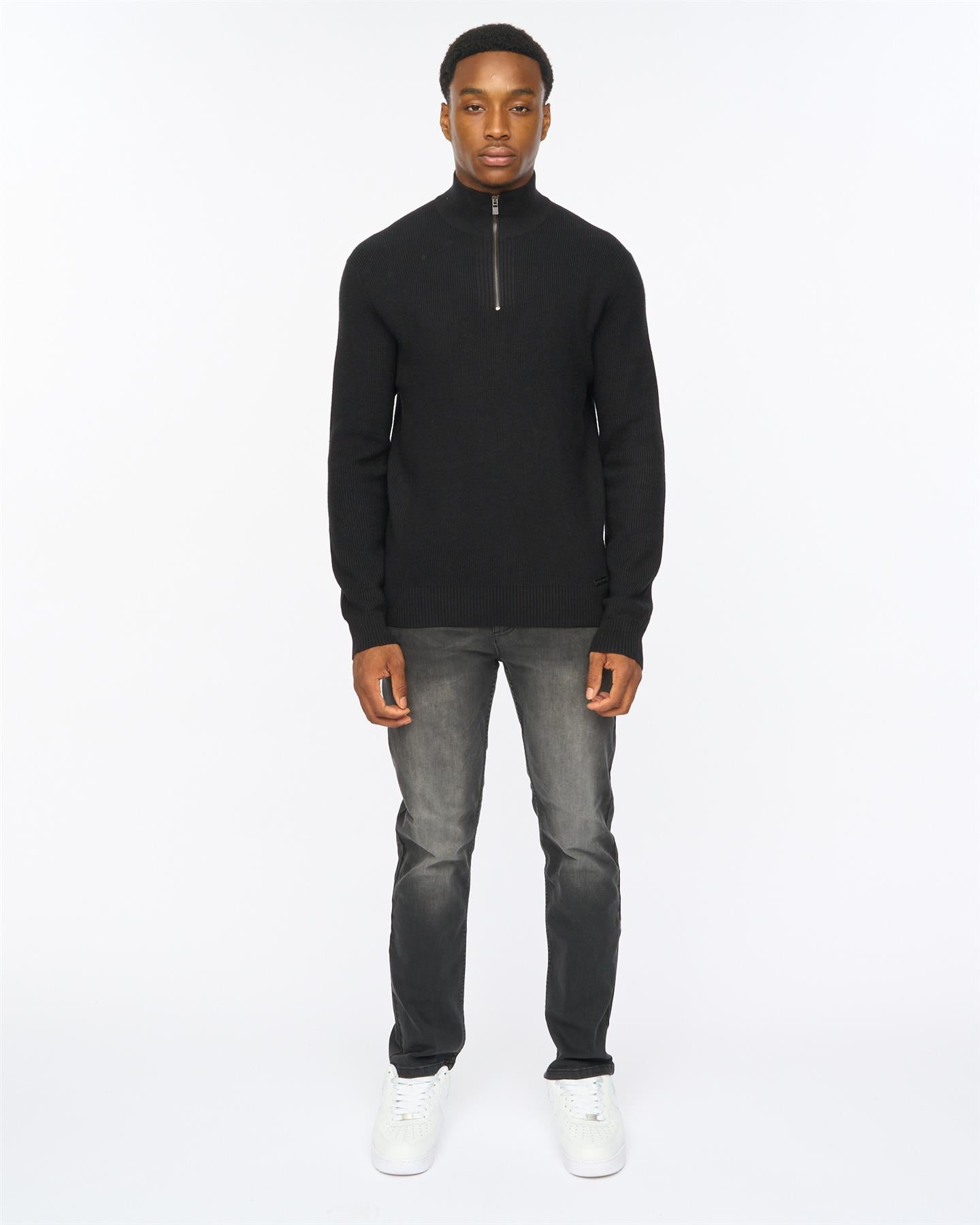 Mens Potenza 1/4 Zip Knit Black