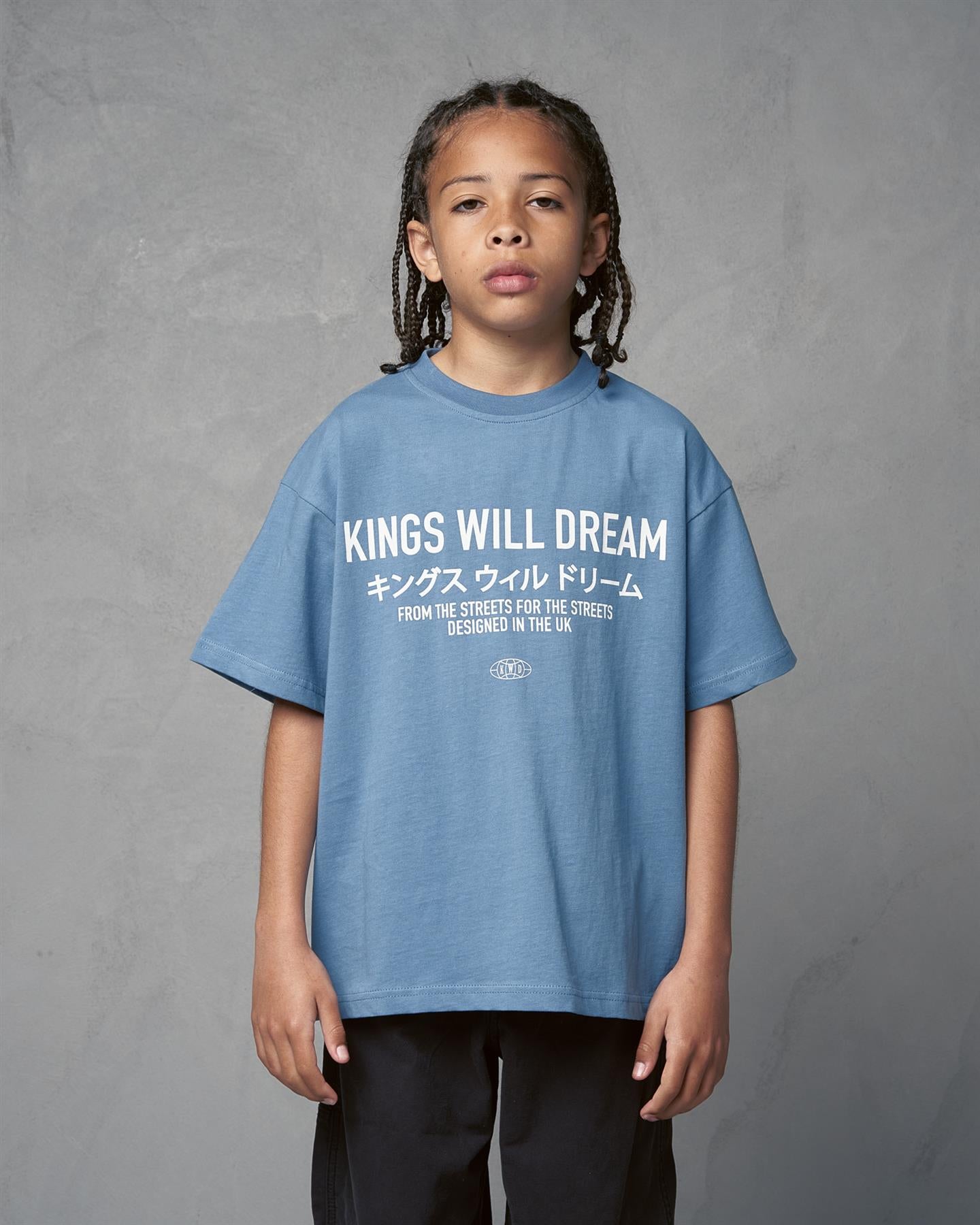 Kids Boys Studio Stacked T-Shirt Blue
