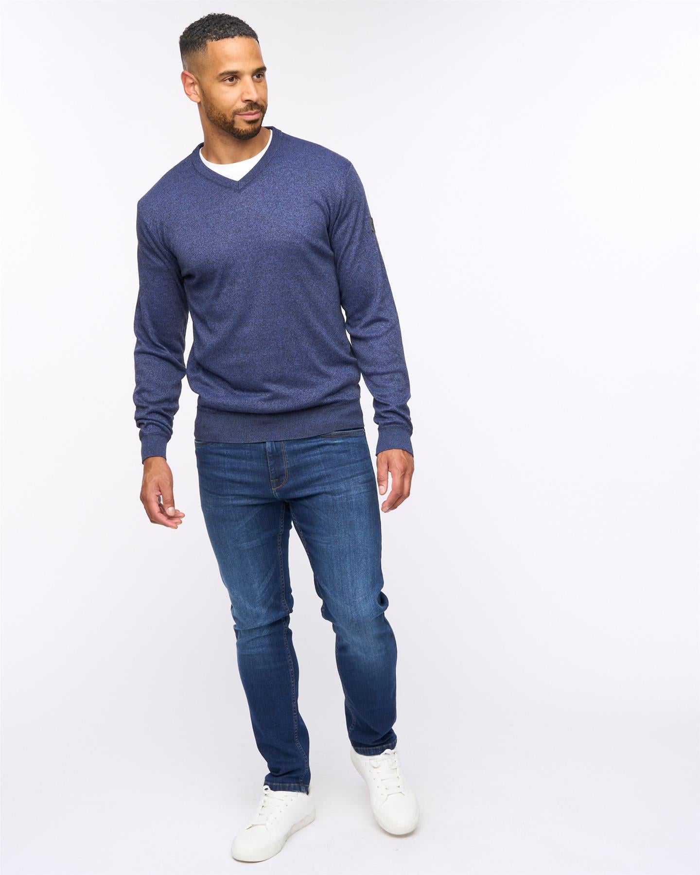 Tinworth V-Neck Jumper Navy Marl