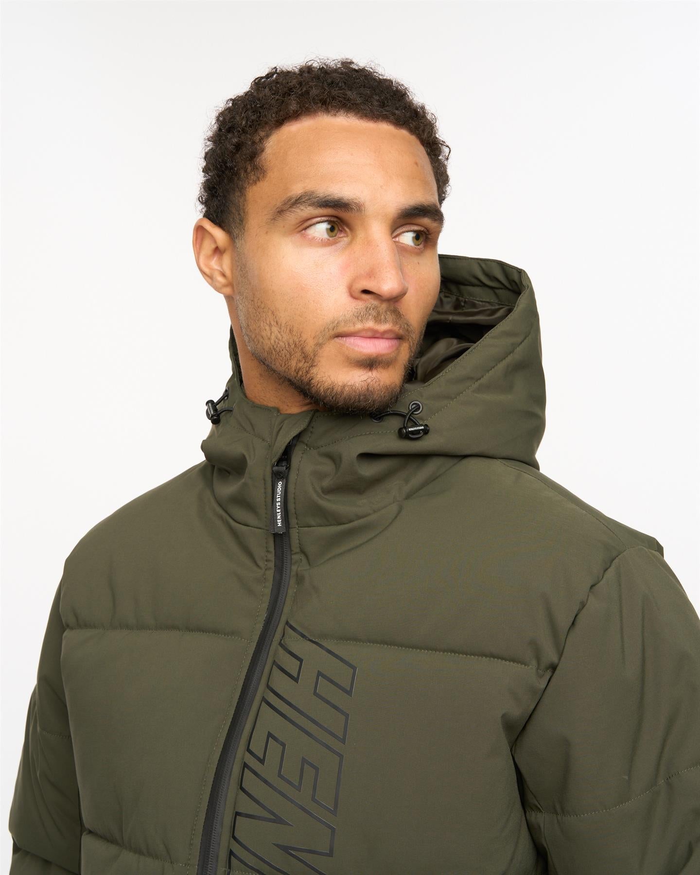 Mens System Ski Puffer Jacket Khaki