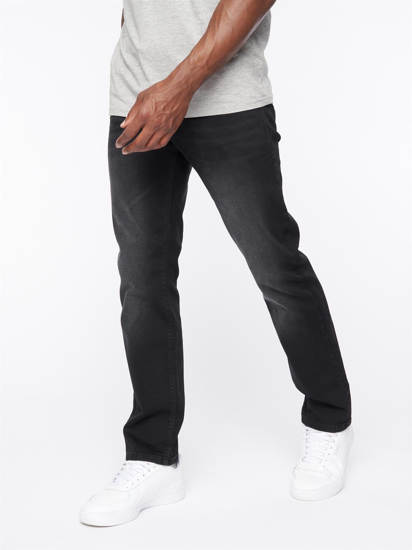 Crosshatch Mens Cadman Straight Jeans Black Wash