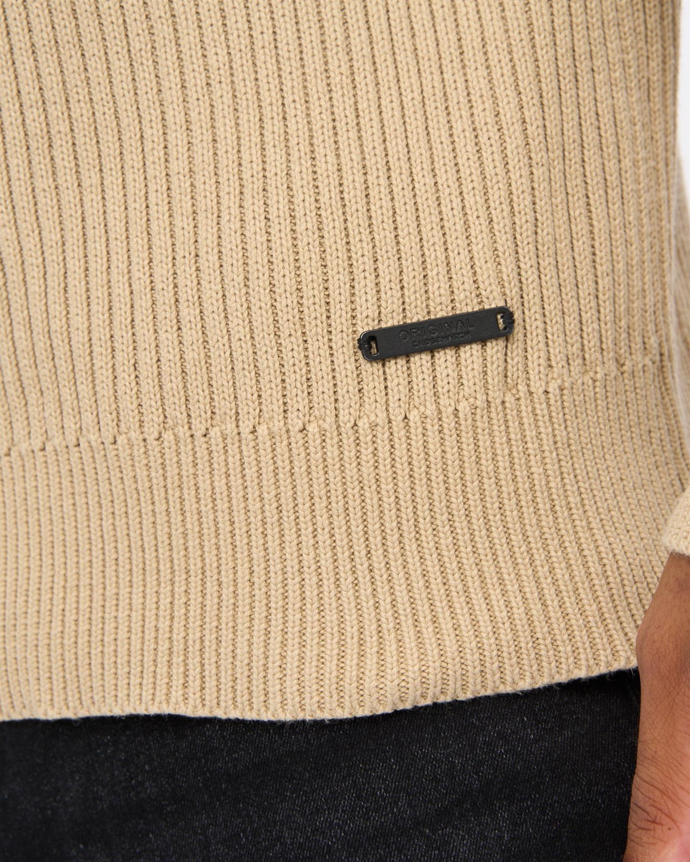 Mens Havaline 1/4 Zip Knit Stone