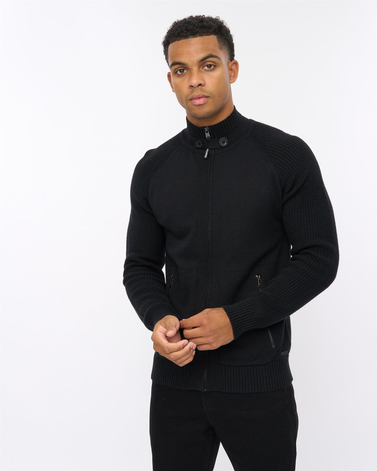 Mens Birchin Zip Thru Knit Black