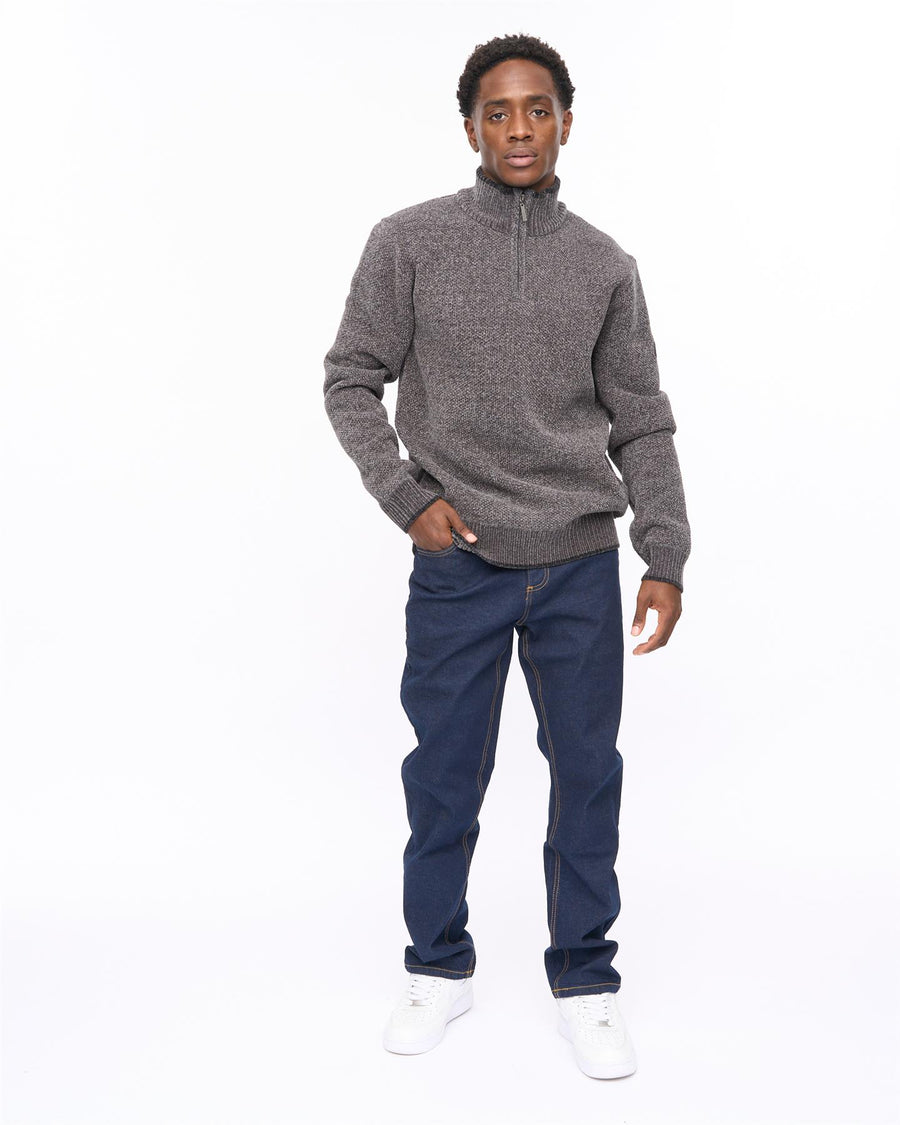 Hayton Funnel Neck 1/4 Zip Sweater Mid Grey