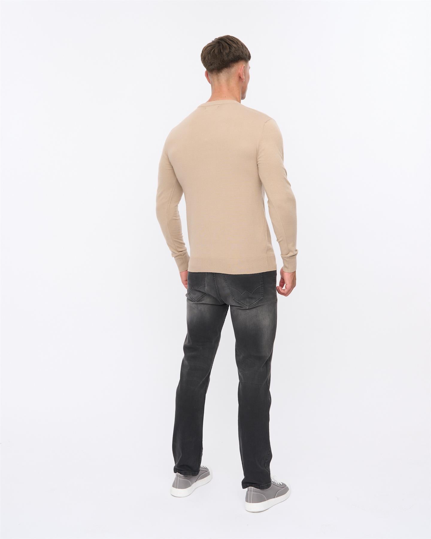 Mens Consenza Crew Knit Stone
