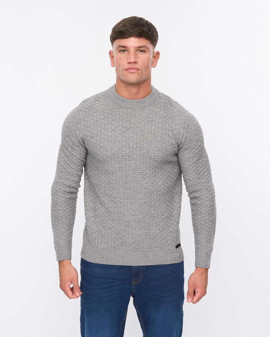 Mens Matera Textured Knit Grey Marl