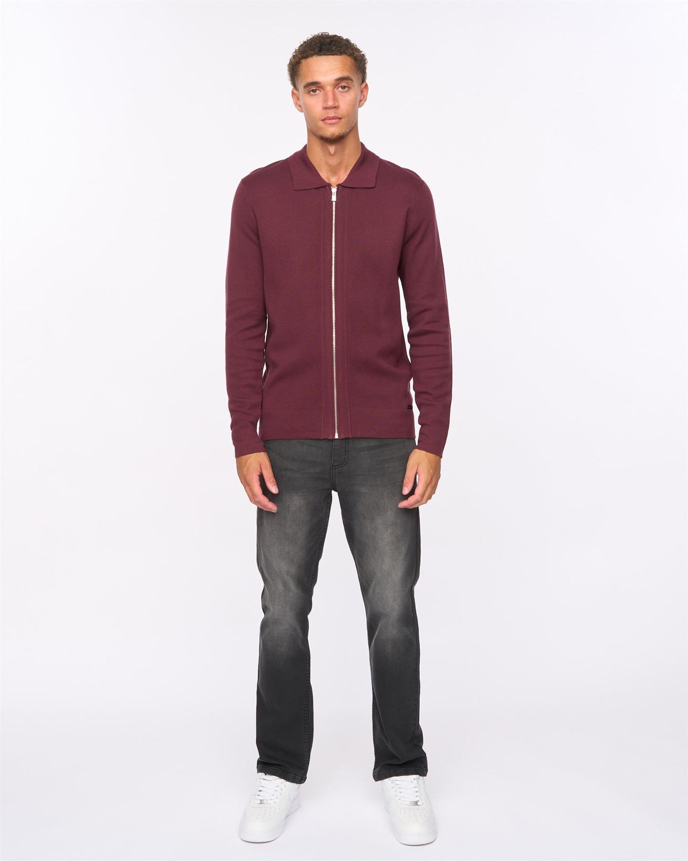 Mens Melfi Zip Thru Knit Raisin