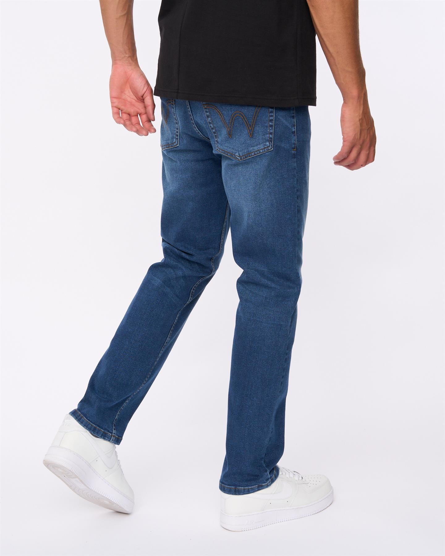 Mens Hydras Straight Leg Jeans Mid Wash