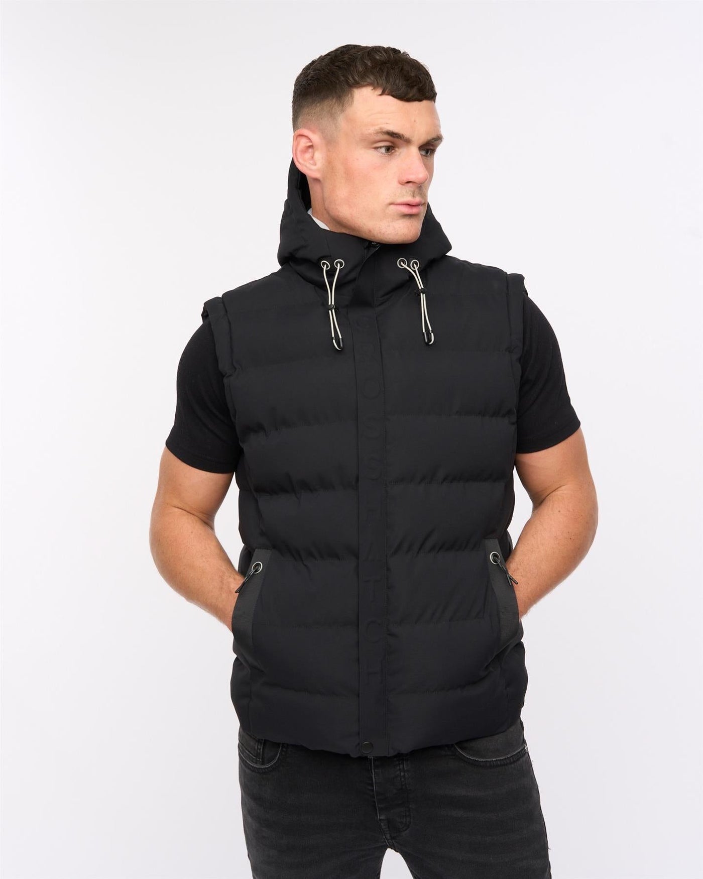 Mens Kampleys Embossed Gilet Black