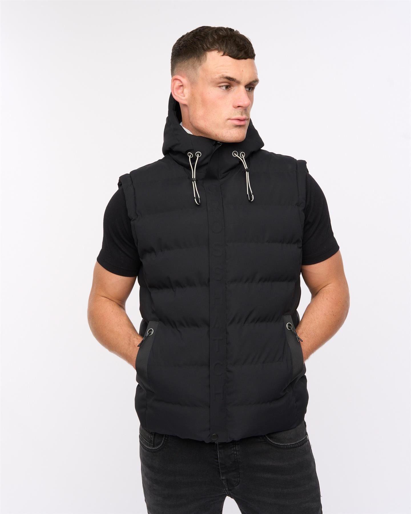 Mens Kampleys Embossed Gilet Black