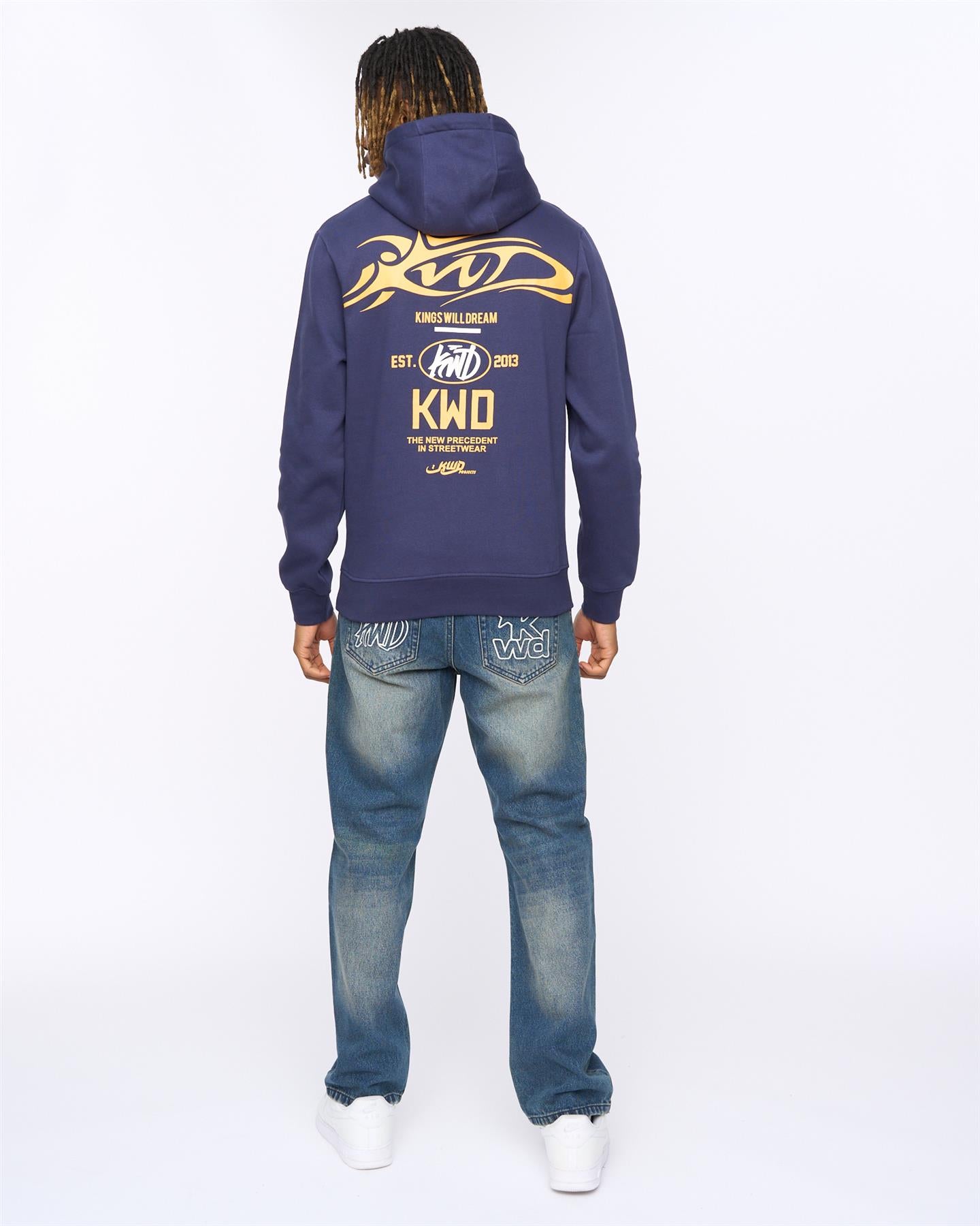 Mens Tattooed Hoodie Navy