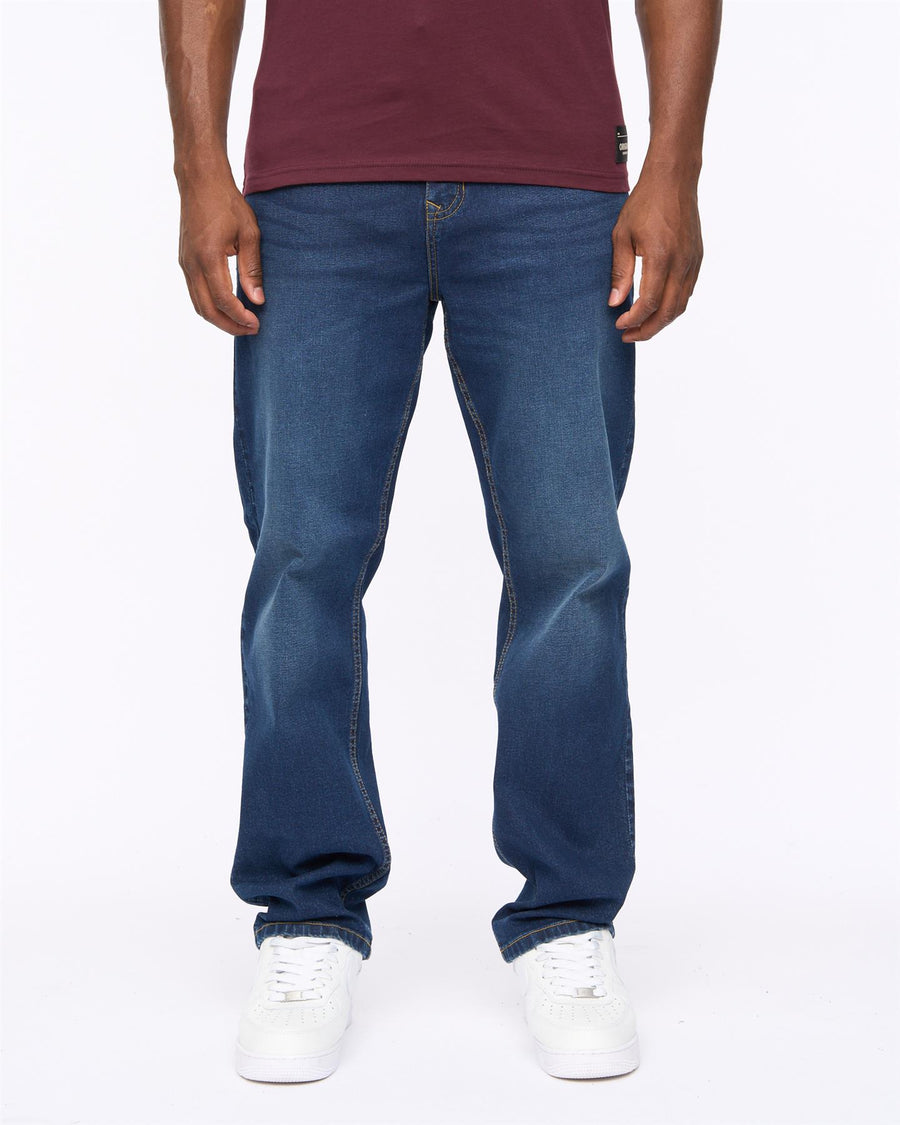 Mens Detendu Relax Fit Jeans Dark Wash