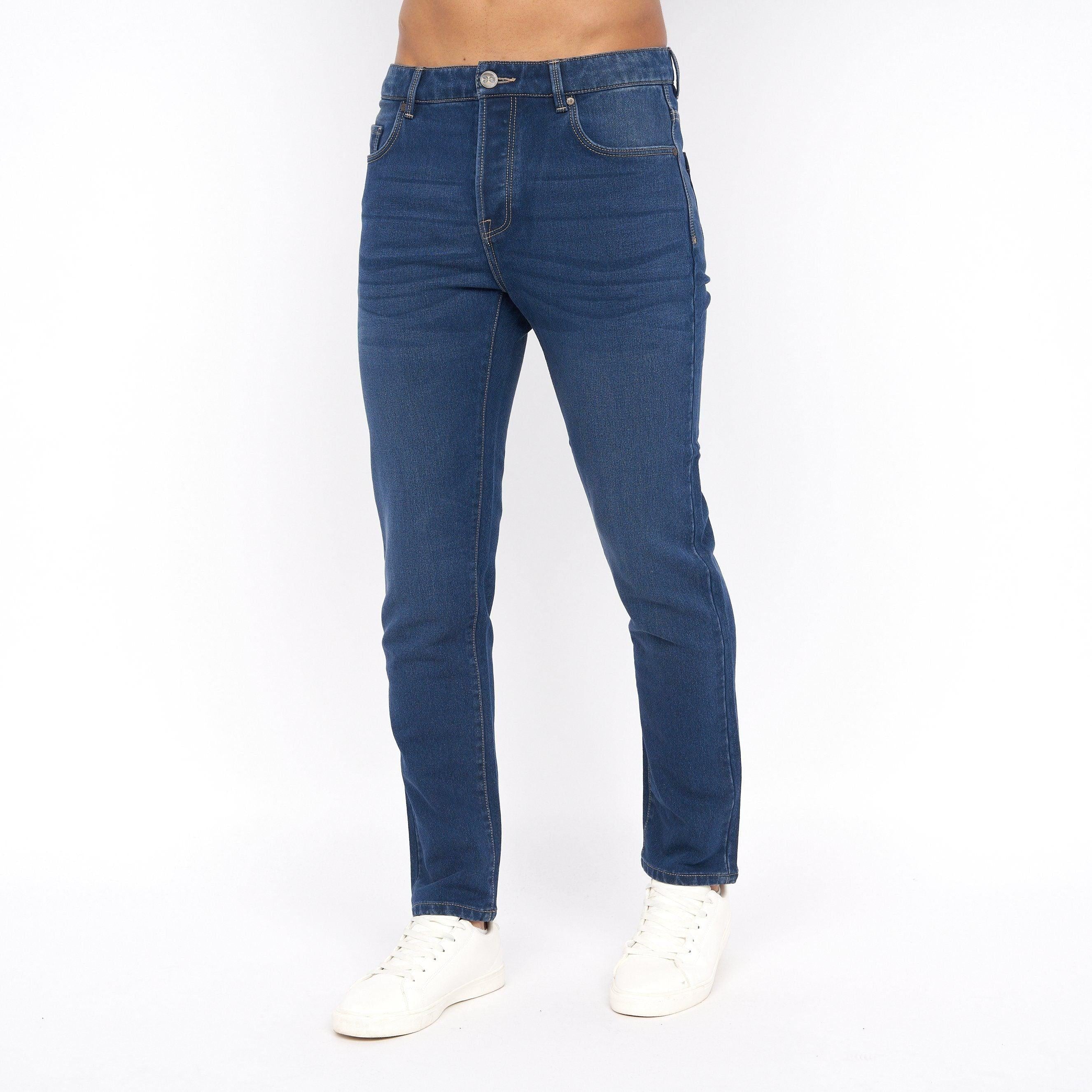 Crosshatch Mens Lampoons Slim Fit Jeans Stone Wash