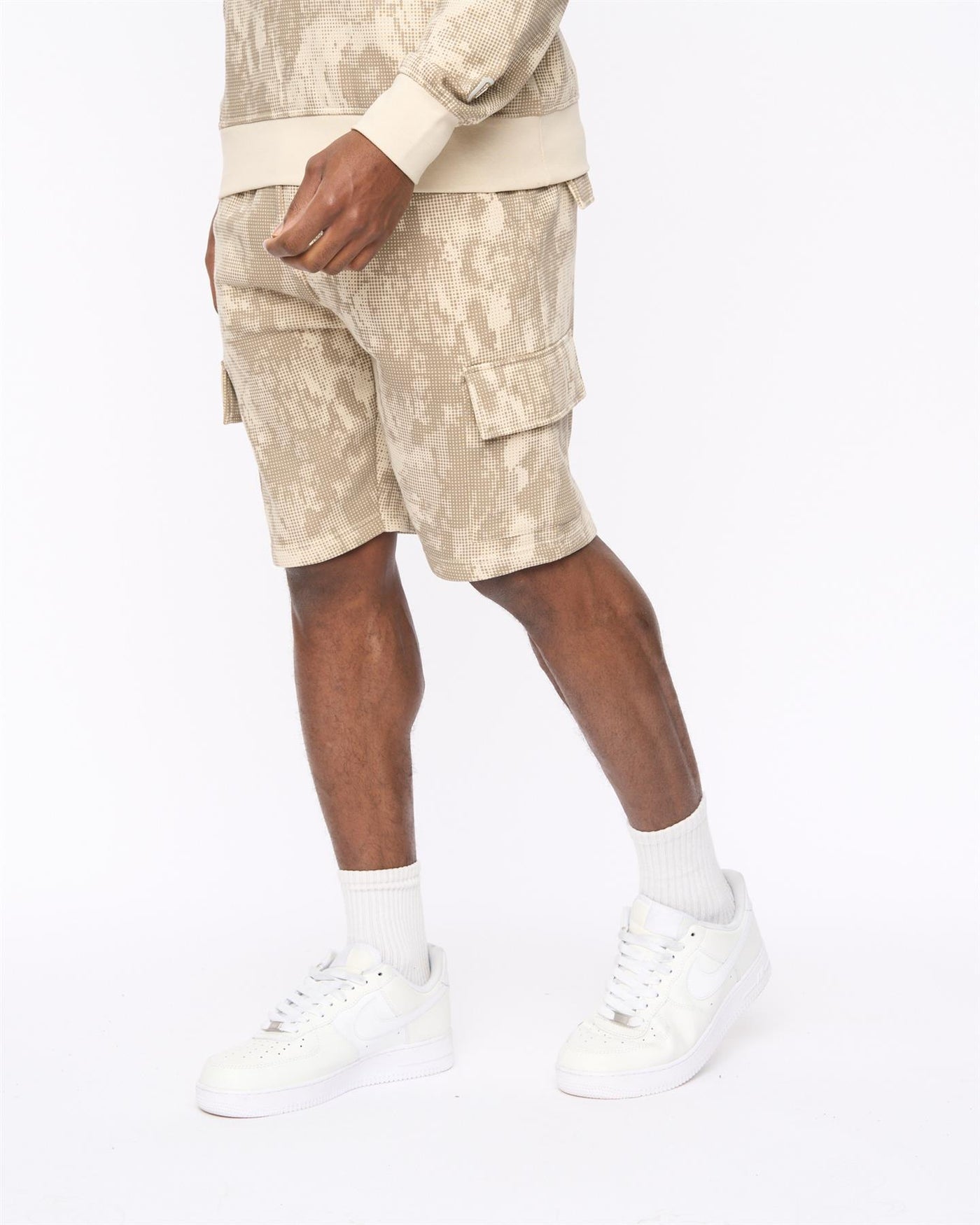 Mens Bardon Camo Cargo Shorts Light Stone