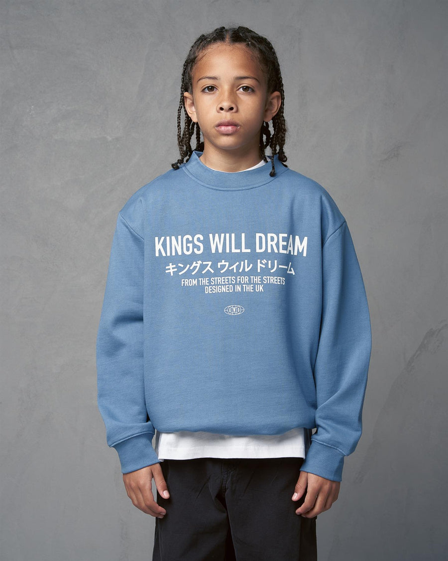 Kids Boys Studio Stacked Crew Sweat Blue