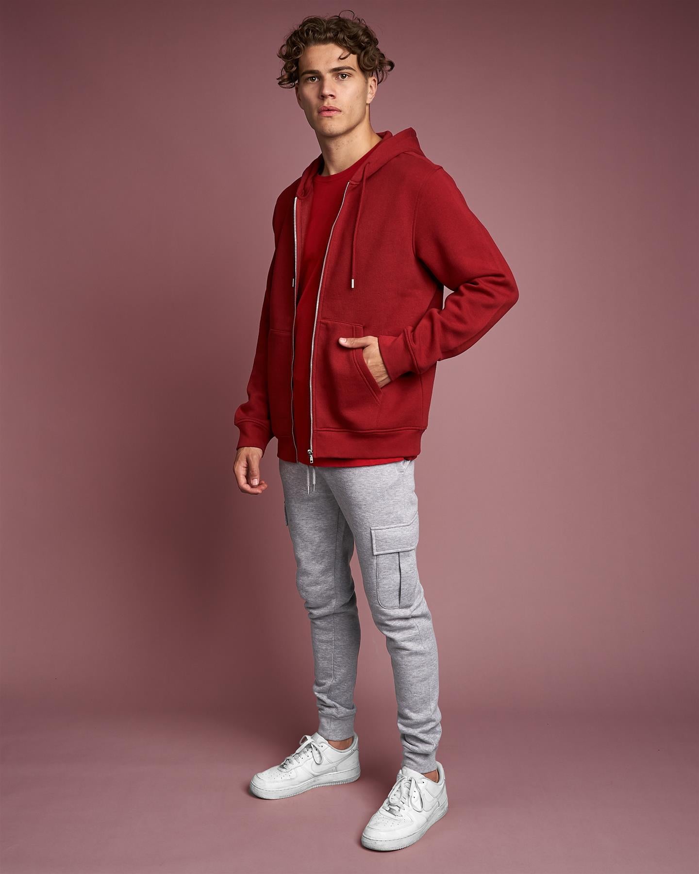 Garret Zip Thru Hoodie Red