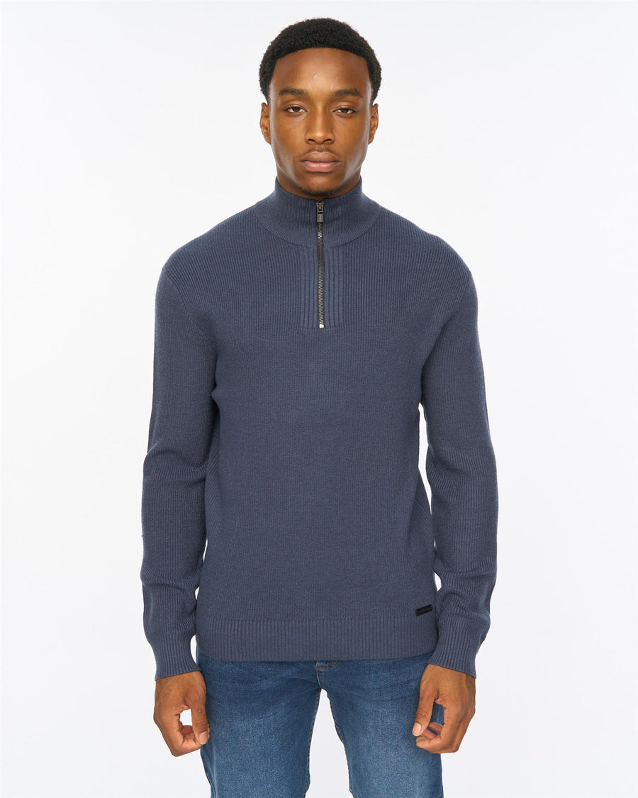 Mens Potenza 1/4 Zip Knit Navy