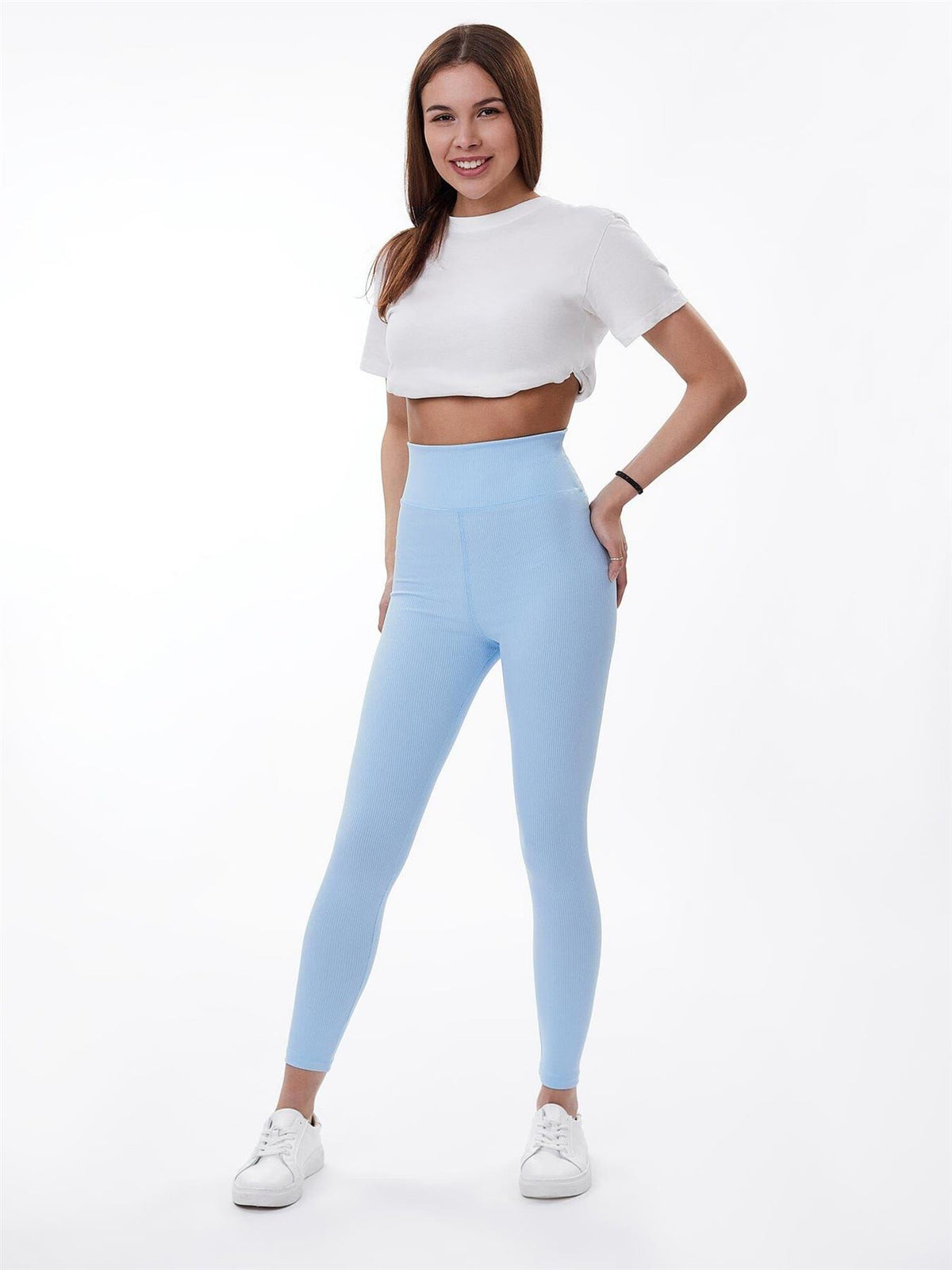 Zelal Ribbed Leggings Blue