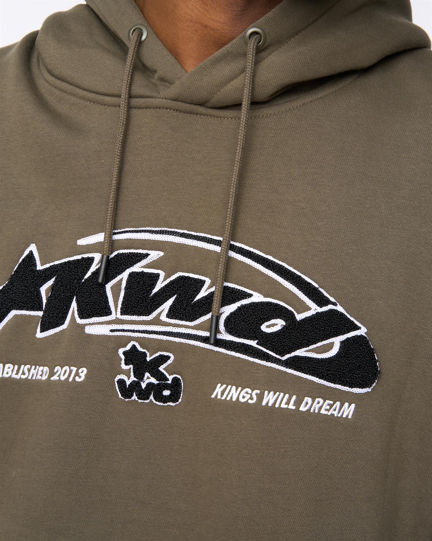 Mens Dashed Hoodie Olive