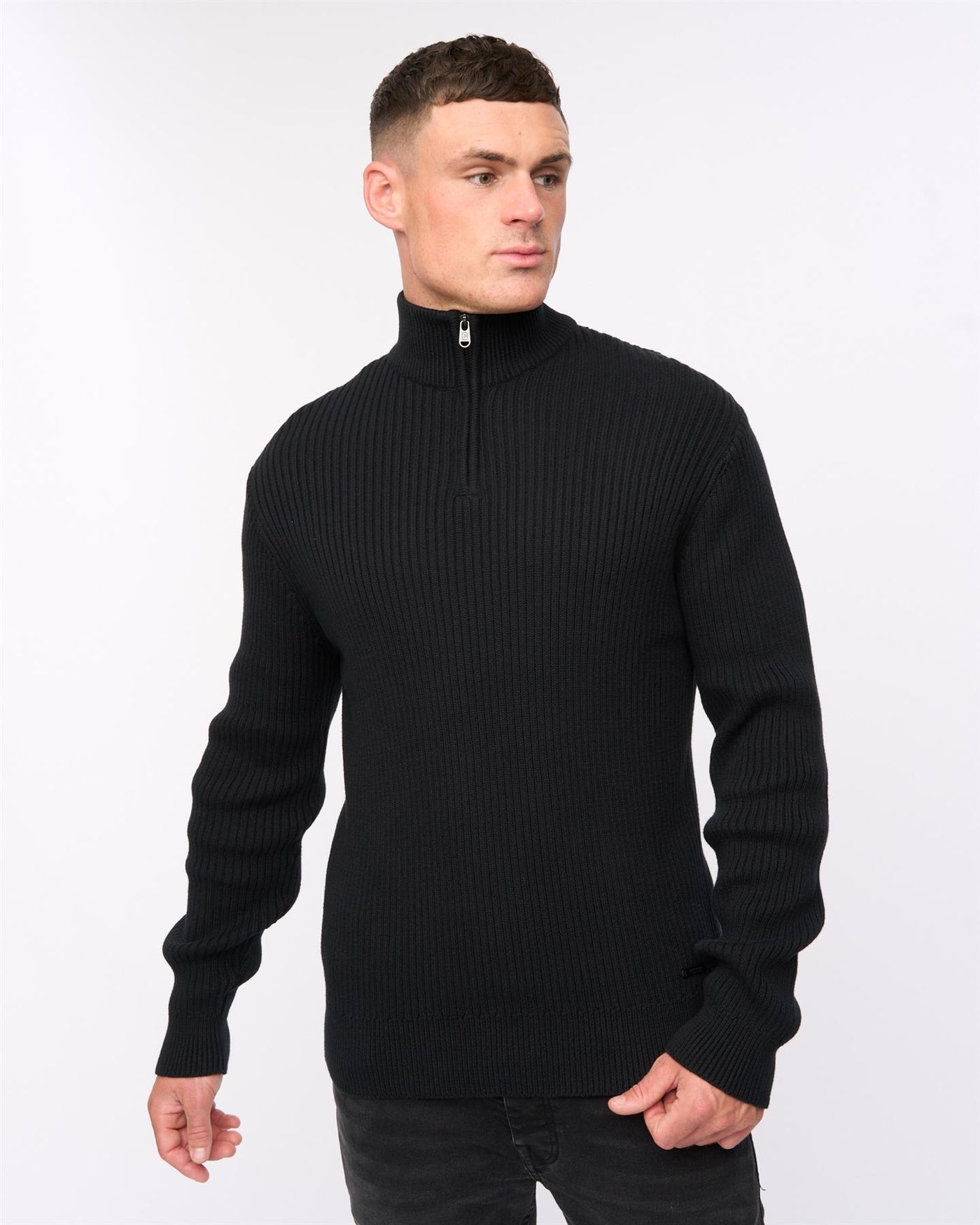 Mens Havaline 1/4 Zip Knit Black
