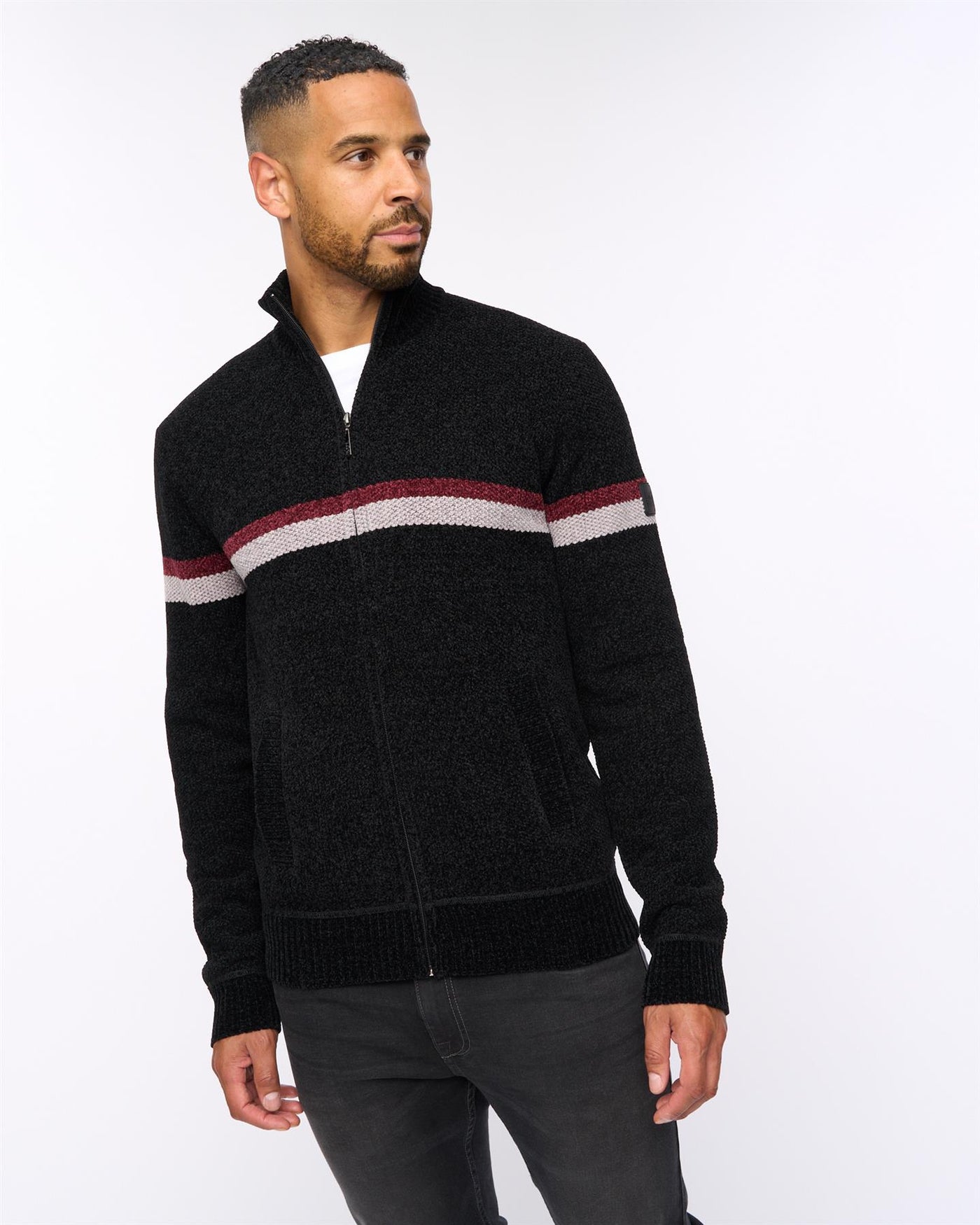 Stampton Chenille Full Zip Jumper Black