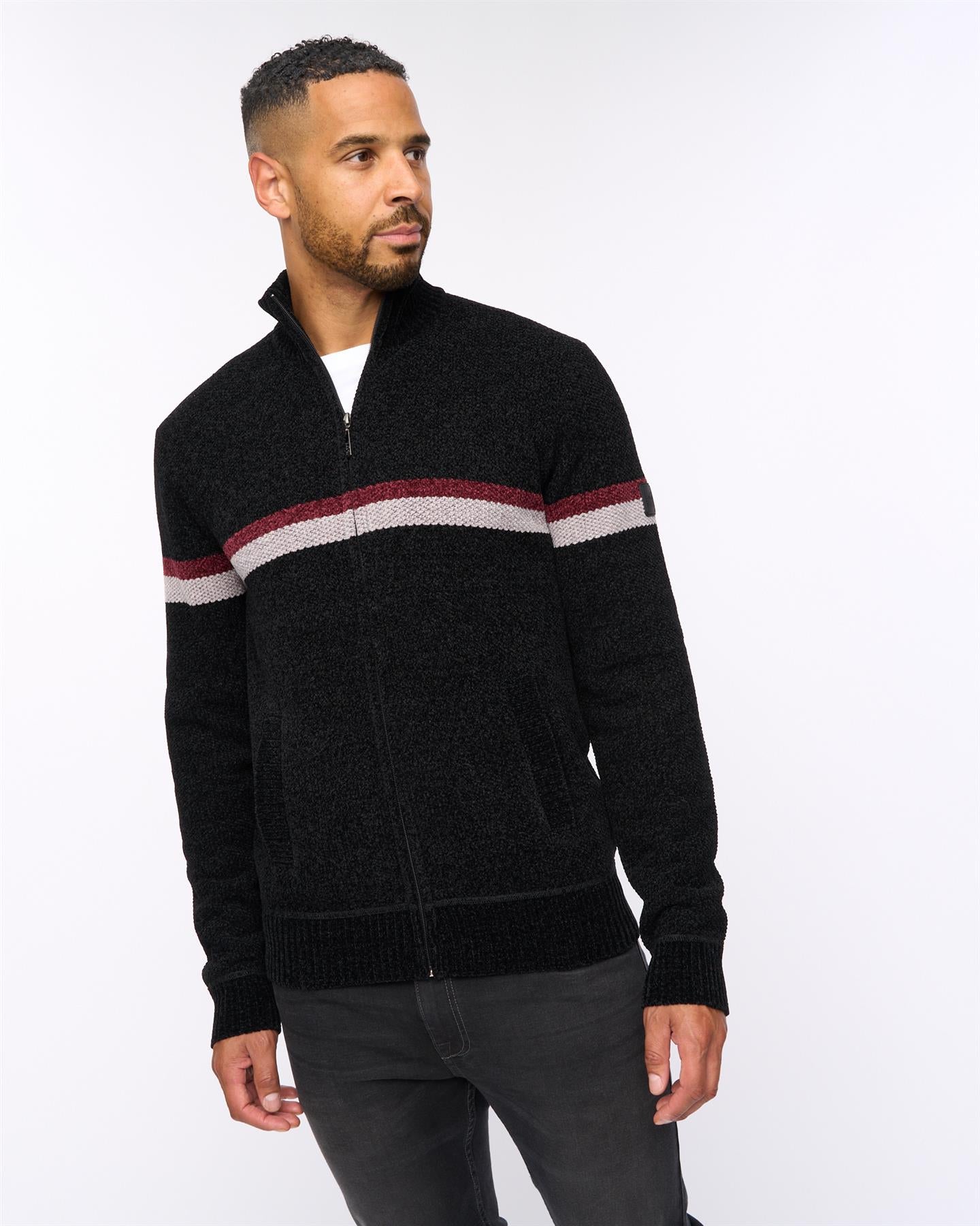 Stampton Chenille Full Zip Jumper Black