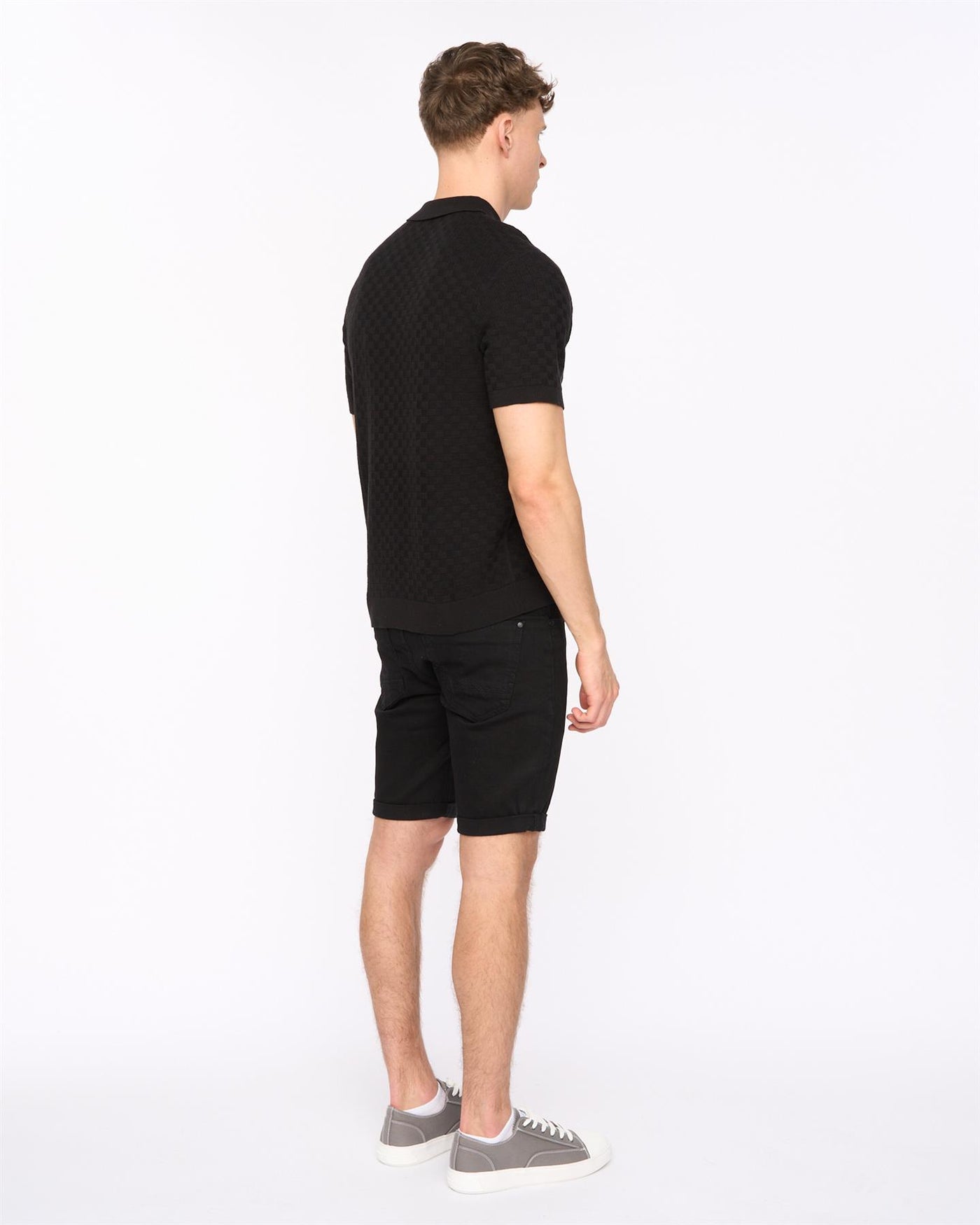 Mens Danvers Zip Knit Polo Black