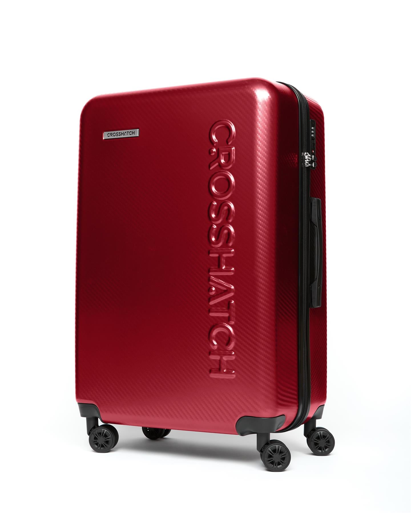 Mens Escapade Embossed Suitcase 3pk Dark Red