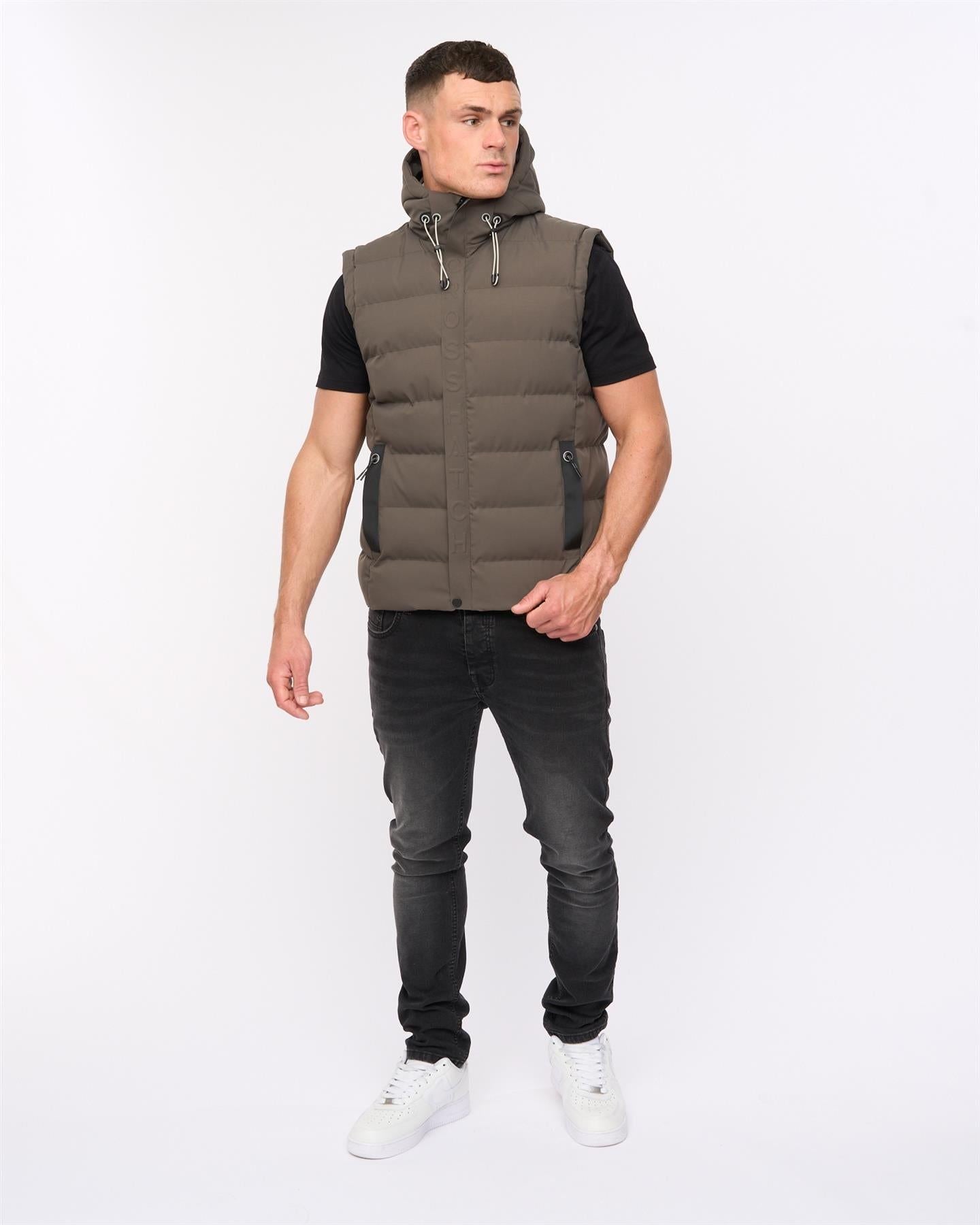 Mens Kampleys Embossed Gilet Deep Olive
