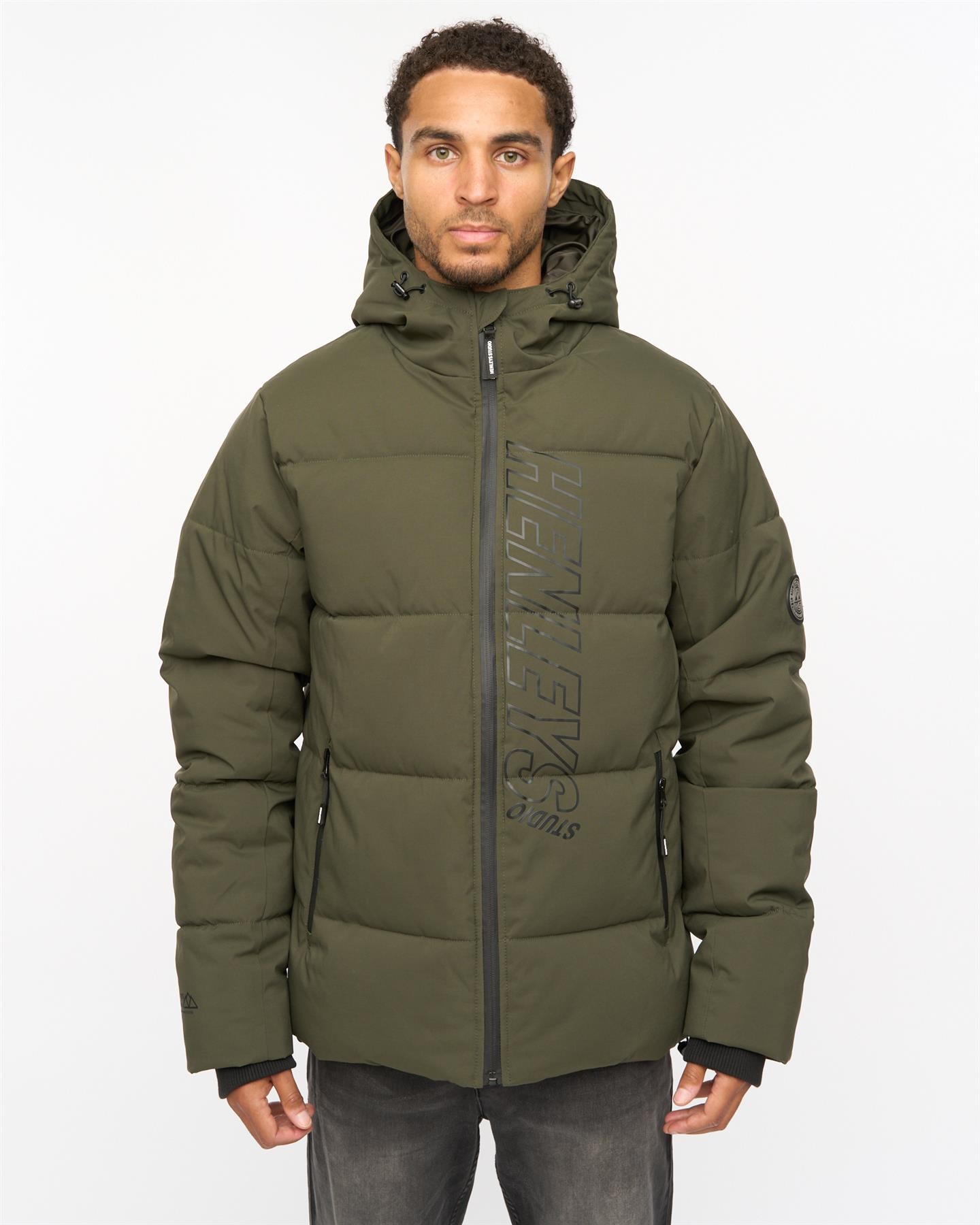 Mens System Ski Puffer Jacket Khaki