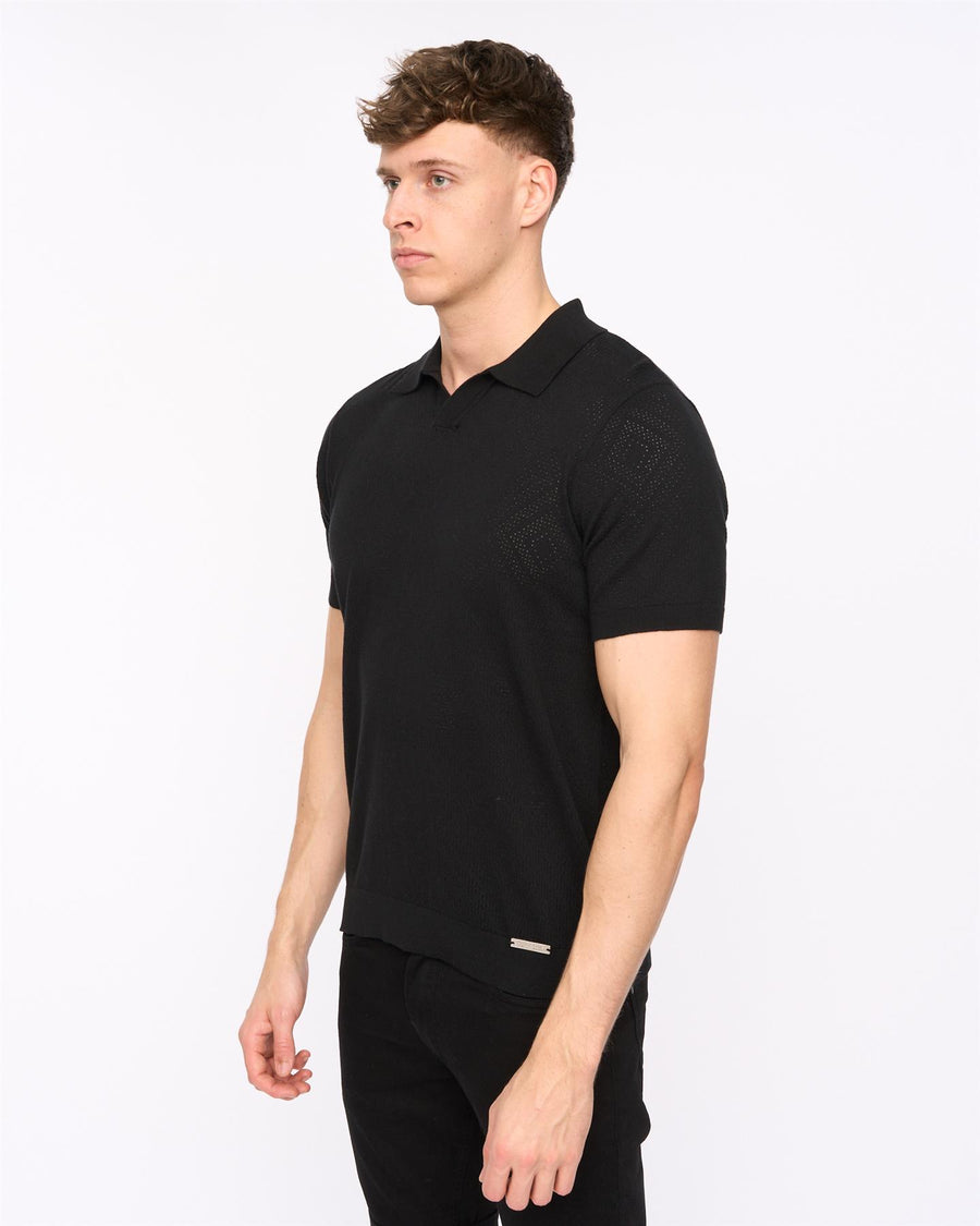 Mens Dedham Knit Polo Black