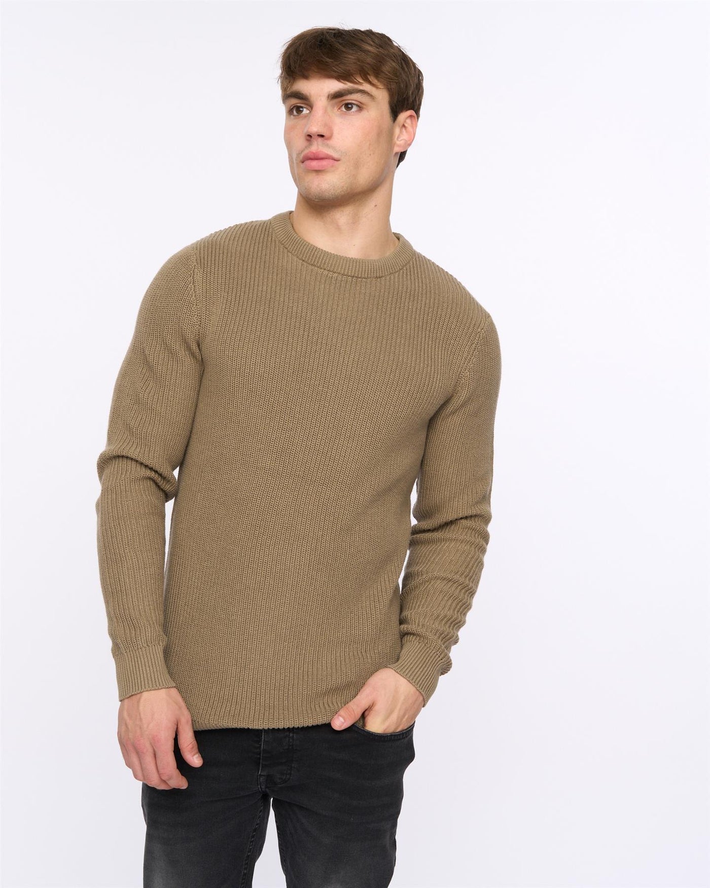 Mens Jampster Crew Knit Taupe