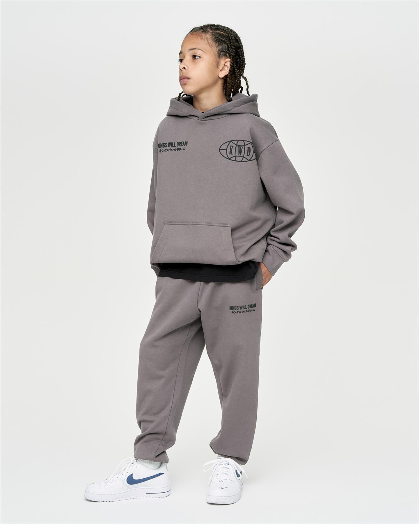Kids Boys Studio Duo Line Hoodie Grey