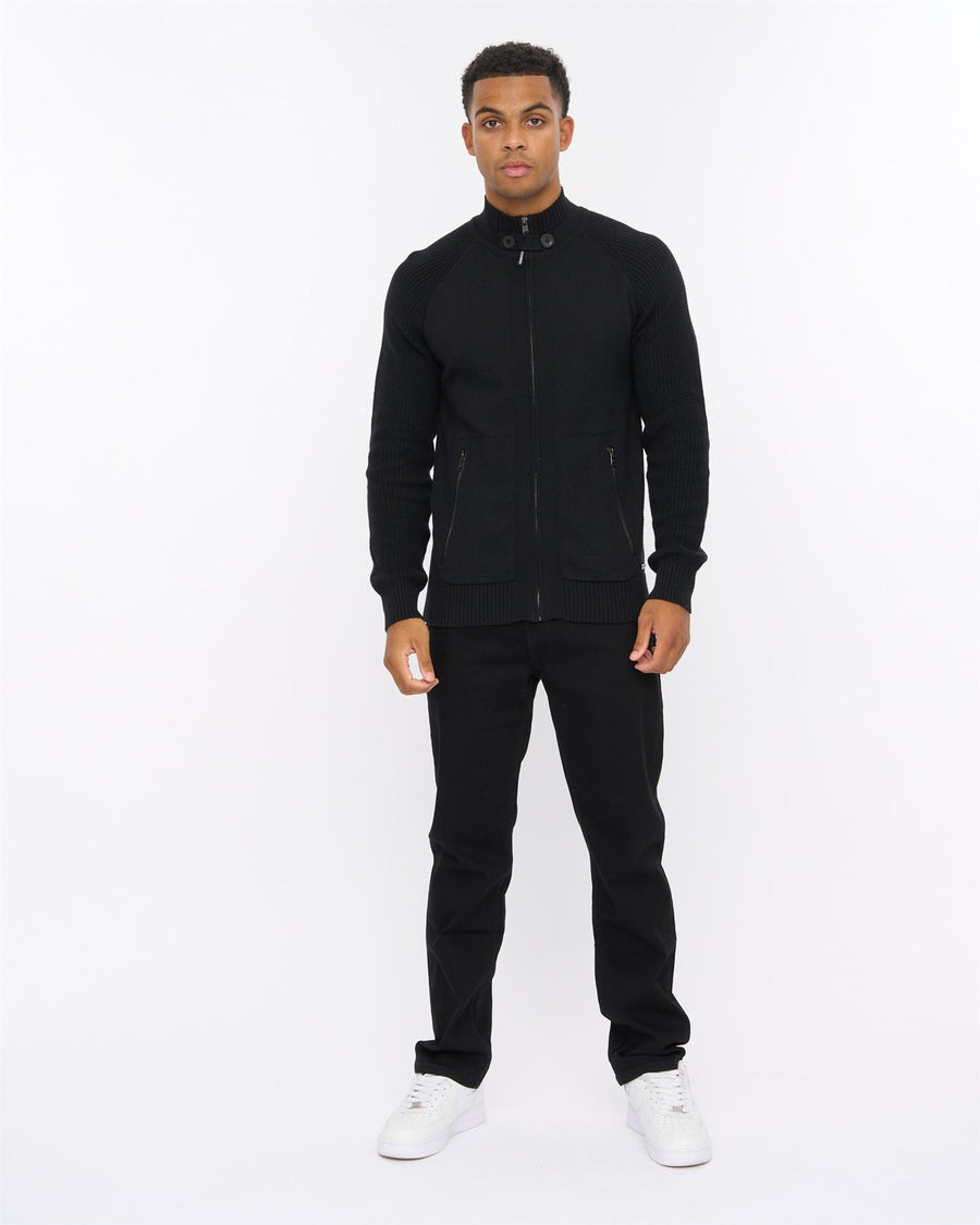 Mens Birchin Zip Thru Knit Black