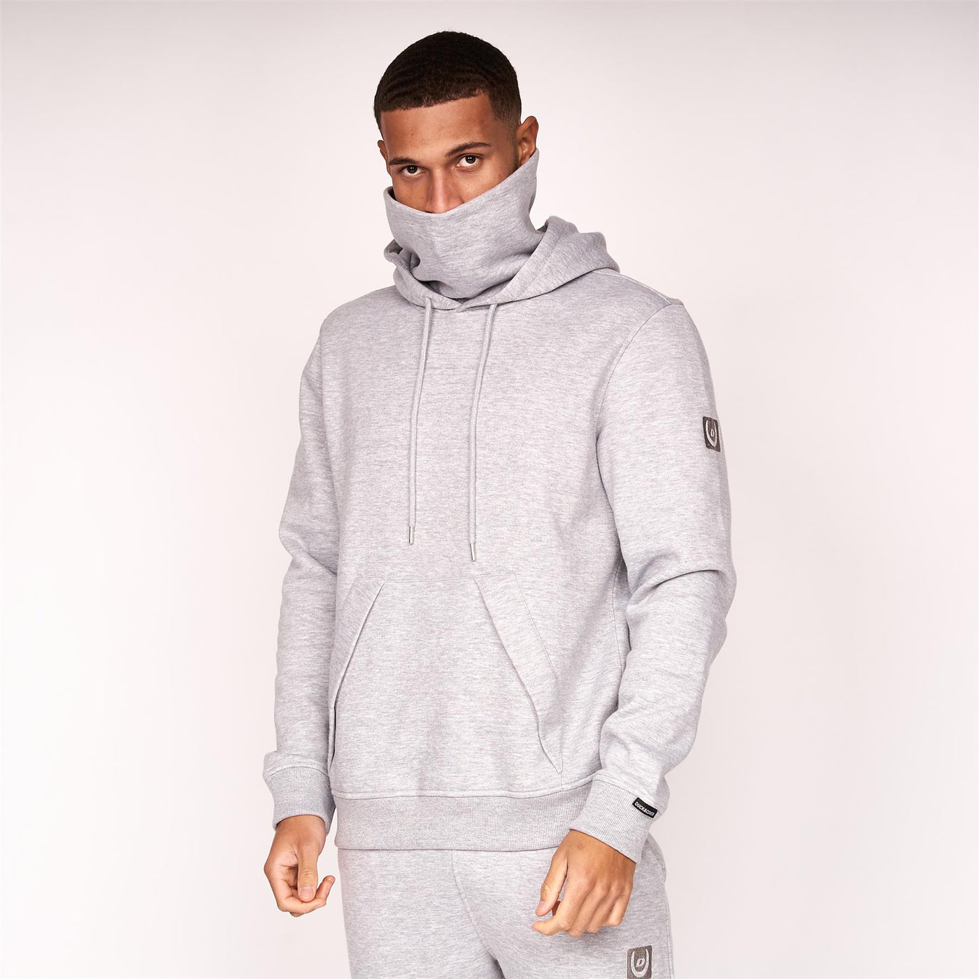 Mens Meleweres Snood Hoodie Grey Marl