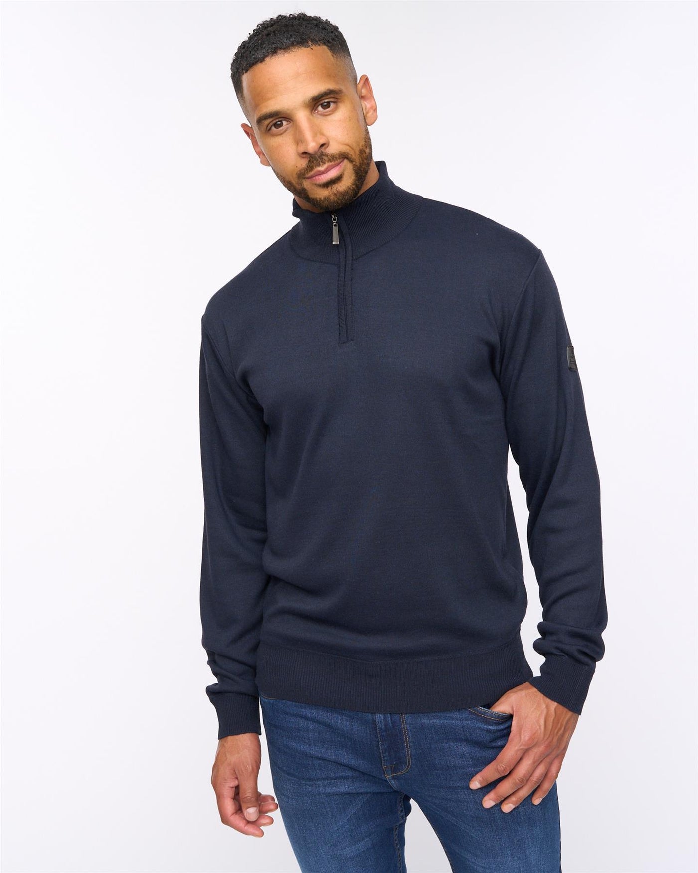 Delloway 1/4 Zip Funnel Neck Jumper Navy