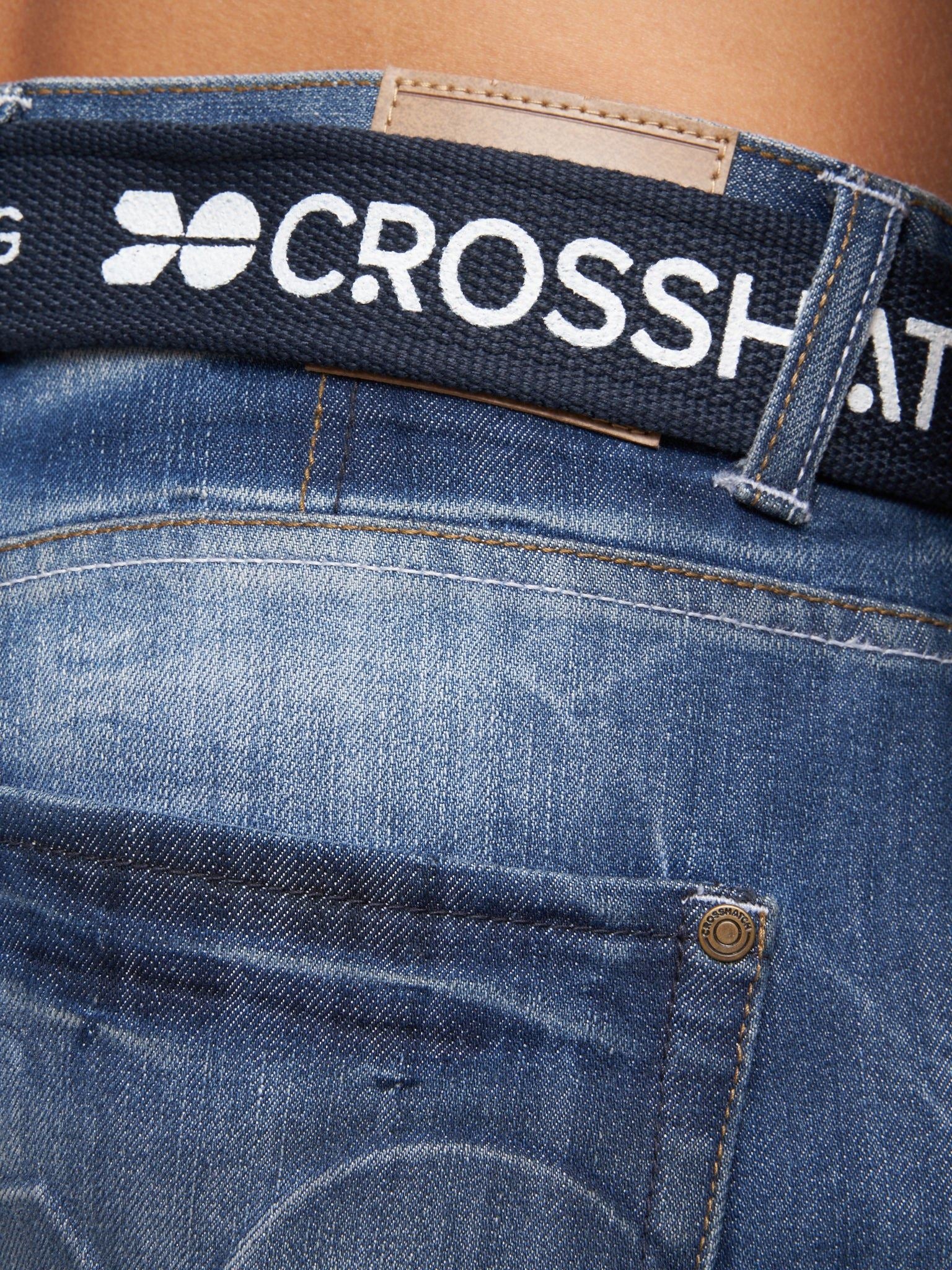 Mens New Embossed Techno Denim Jeans Stone Wash