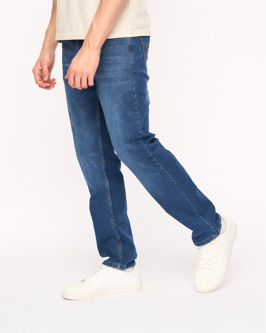 Mens Elix Straight Leg Jeans Mid Wash