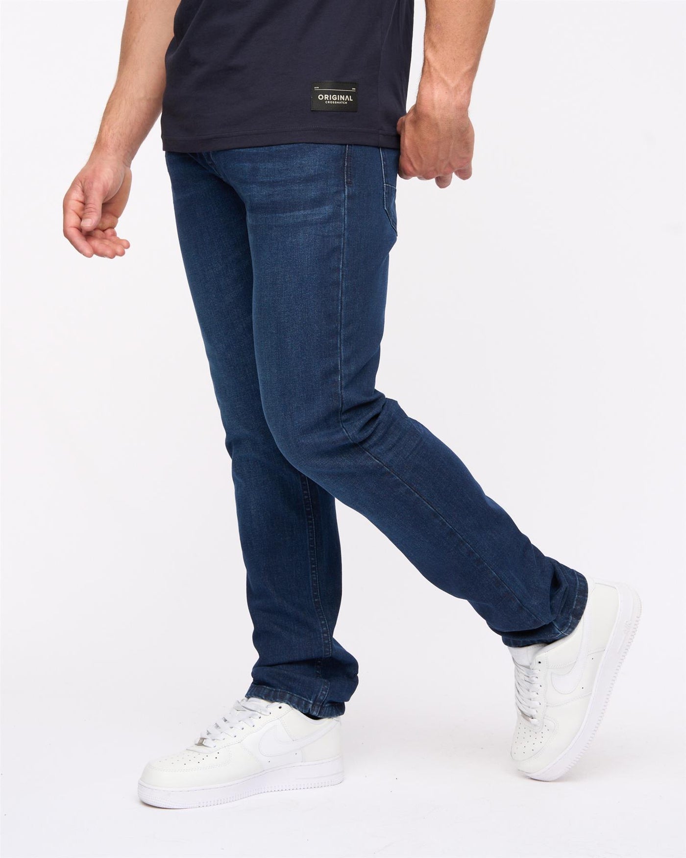 Crosshatch Mens Malcolm Slim Fit Jeans Dark Wash